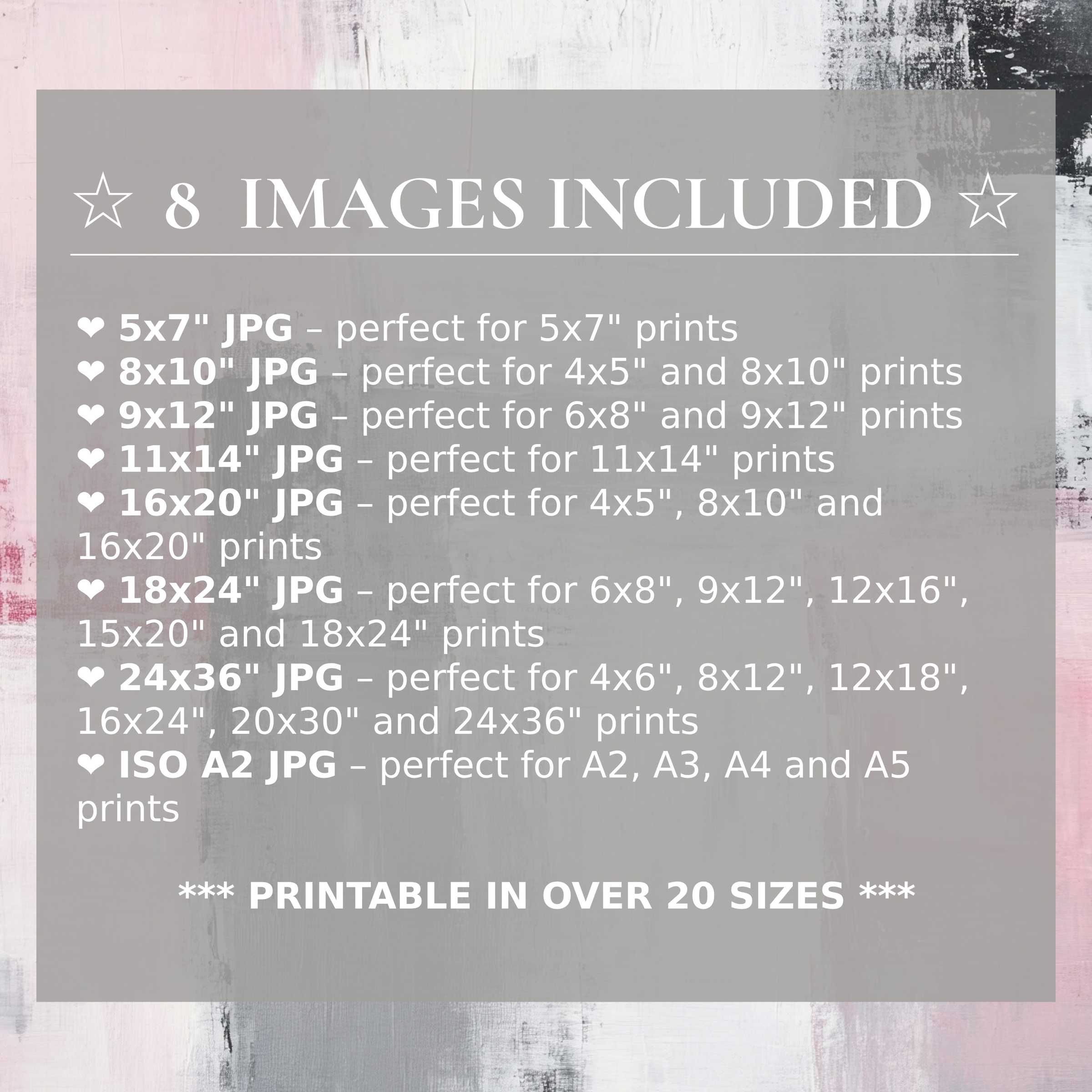 Radiant abstract digital print in soft pinks, grays, and black, elevating modern interiors with 8 included high-res sizes for versatile decor