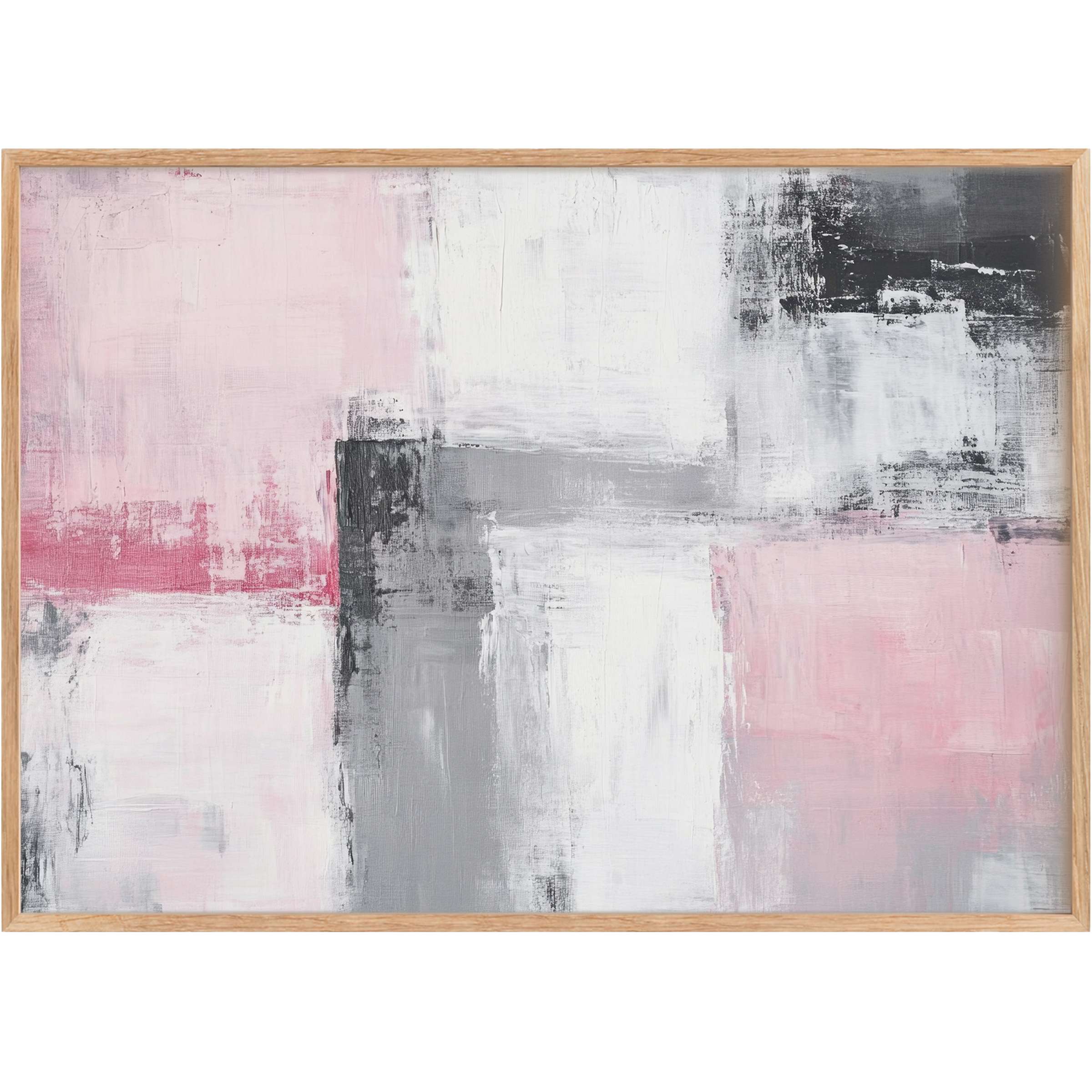 Soft pinks and muted grays blend in this abstract printable wall art, evoking a serene yet sophisticated ambiance