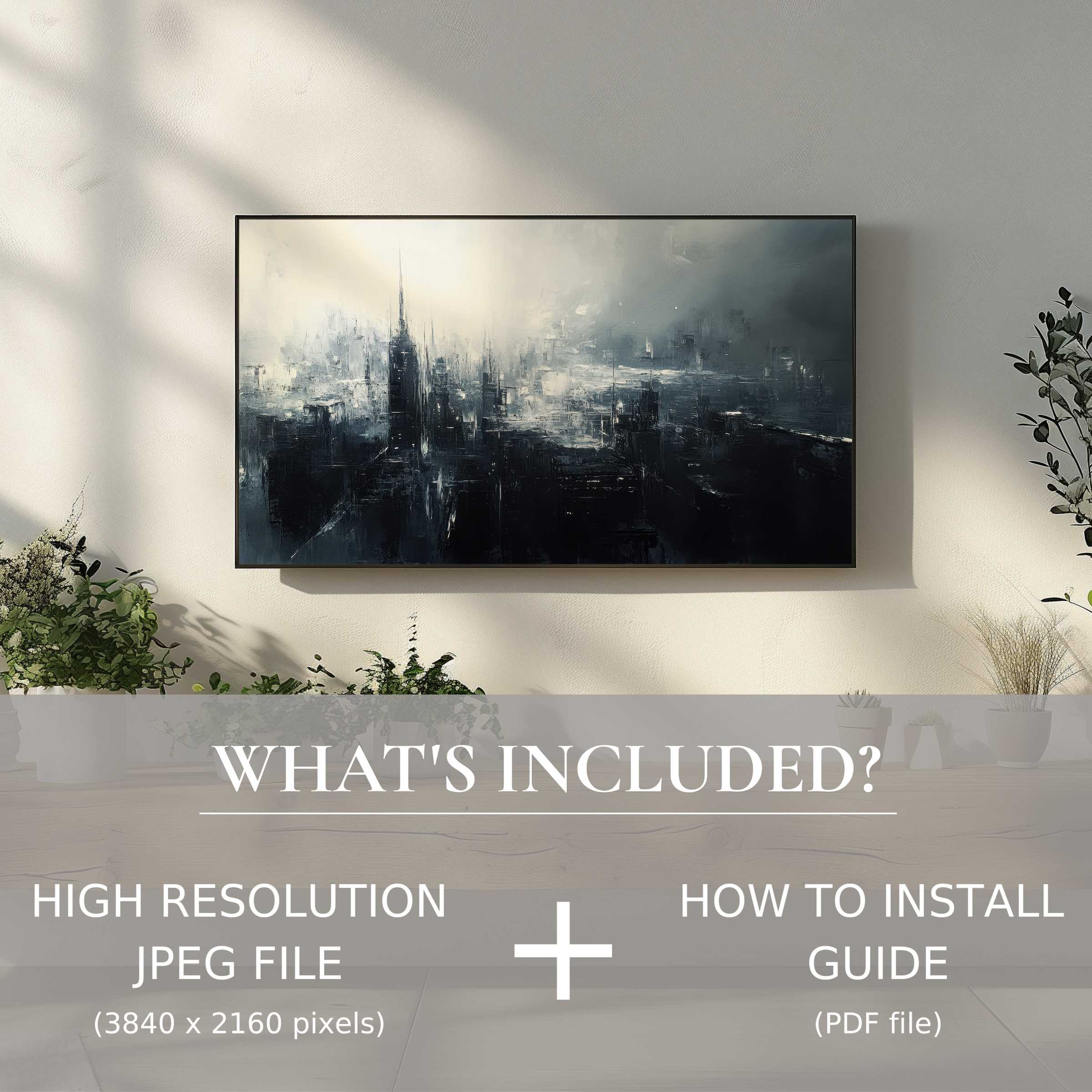 Elegant urban digital TV art download enhances your living space with easy digital use and stylish cityscape imagery