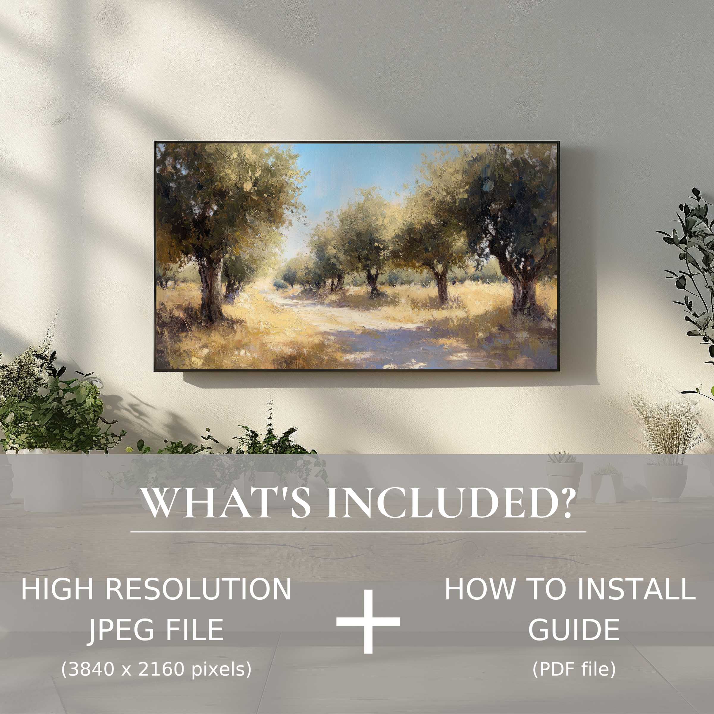 Elegant tree digital TV art download enhances living spaces with easy digital use, displaying serene nature in vibrant detail