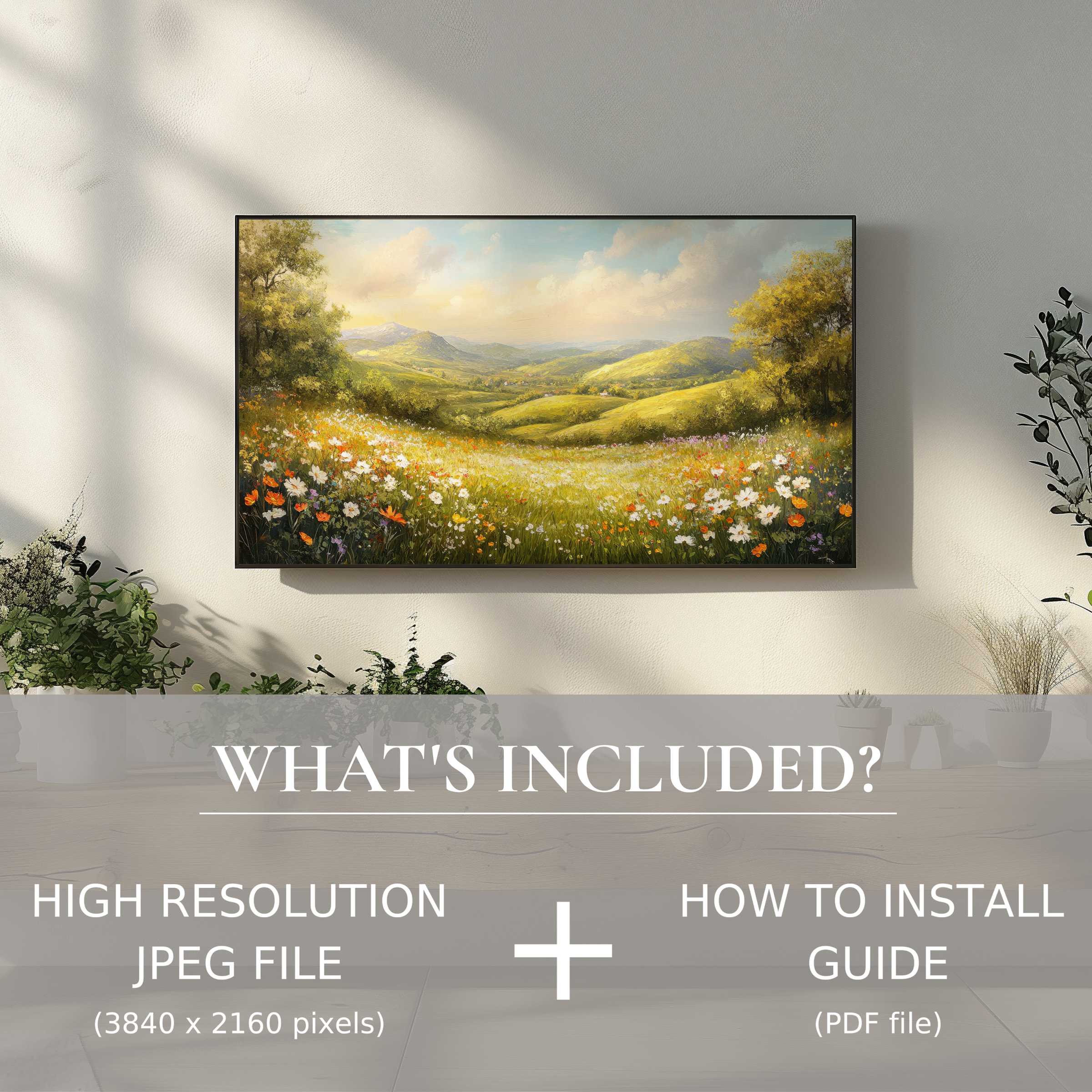 Elegant landscape digital TV art download, enhances living spaces with easy digital use and vibrant nature scenes