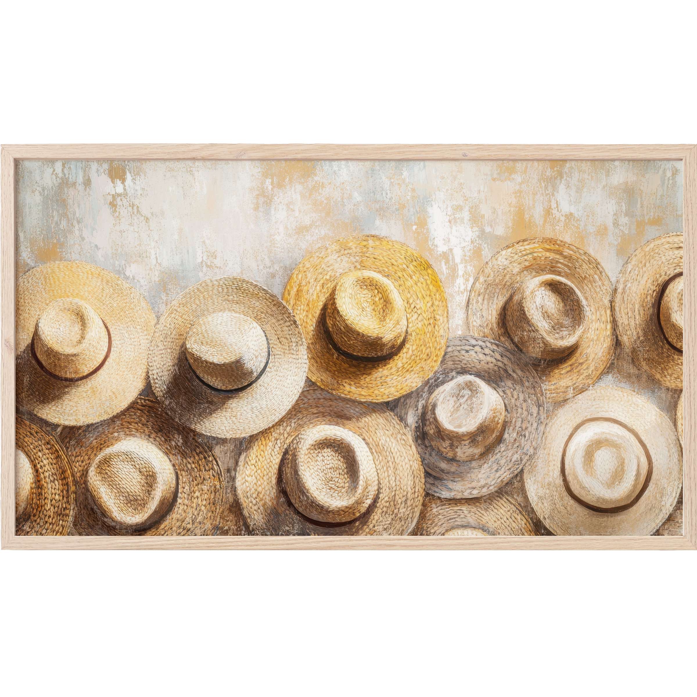 Boho Frame TV Art featuring textured straw hats in warm beige and gold tones with a rustic, modern backdrop