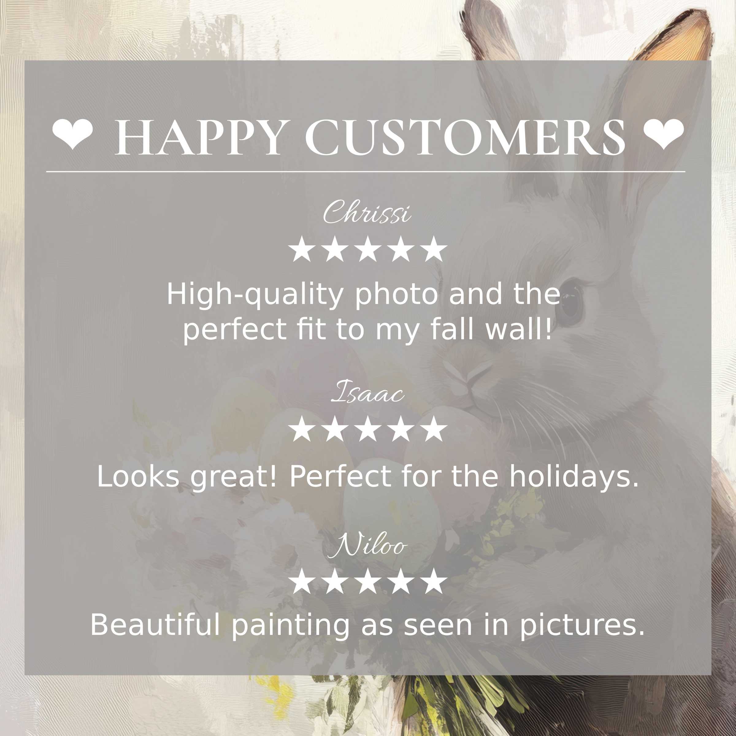 Elegant bunny artwork with soft neutrals highlights happy customer reviews for premium easter art for Frame TV
