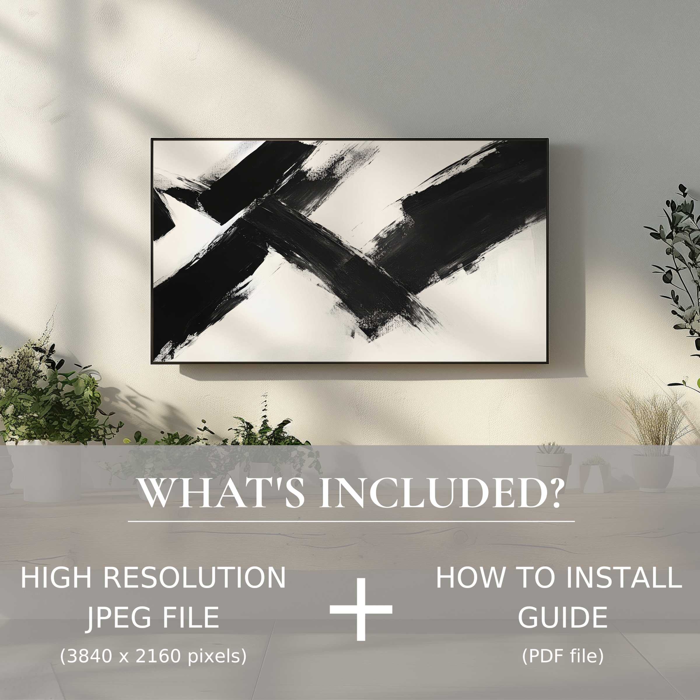 Elegant abstract digital TV art download, enhances modern living spaces with easy high-res digital use