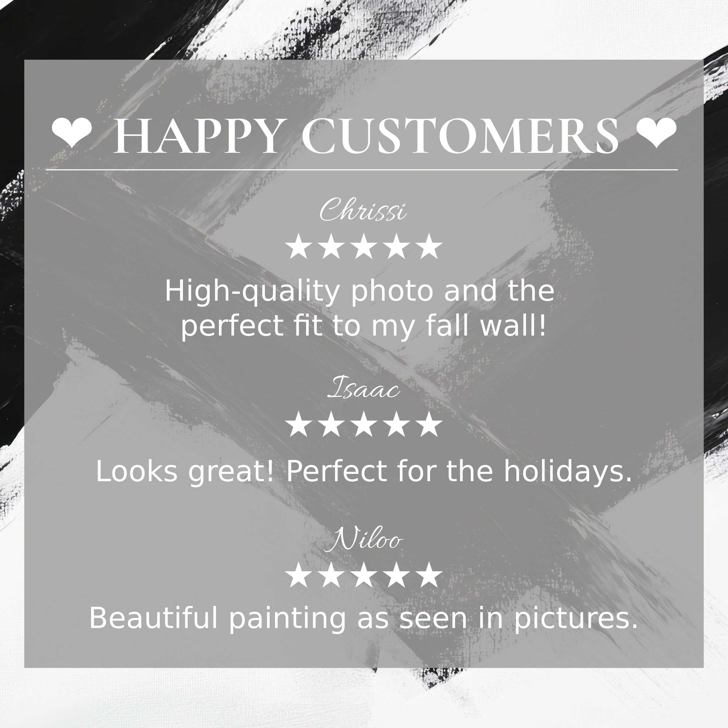 Abstract art for Frame TV with monochrome brushstrokes; happy customer reviews build trust and elegant appeal