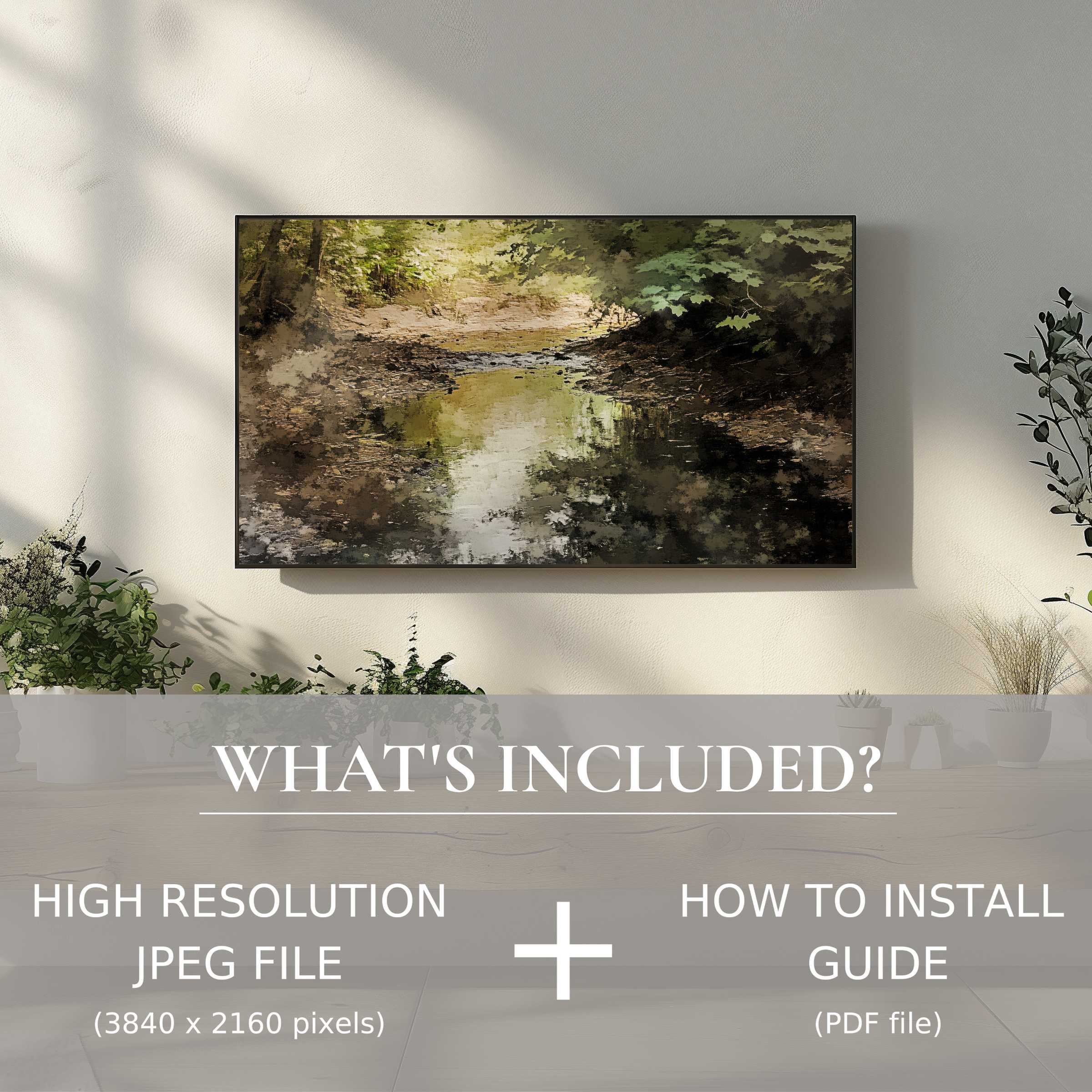 Elegant vintage digital TV art download enhances serene living spaces with effortless high-res digital use and installation