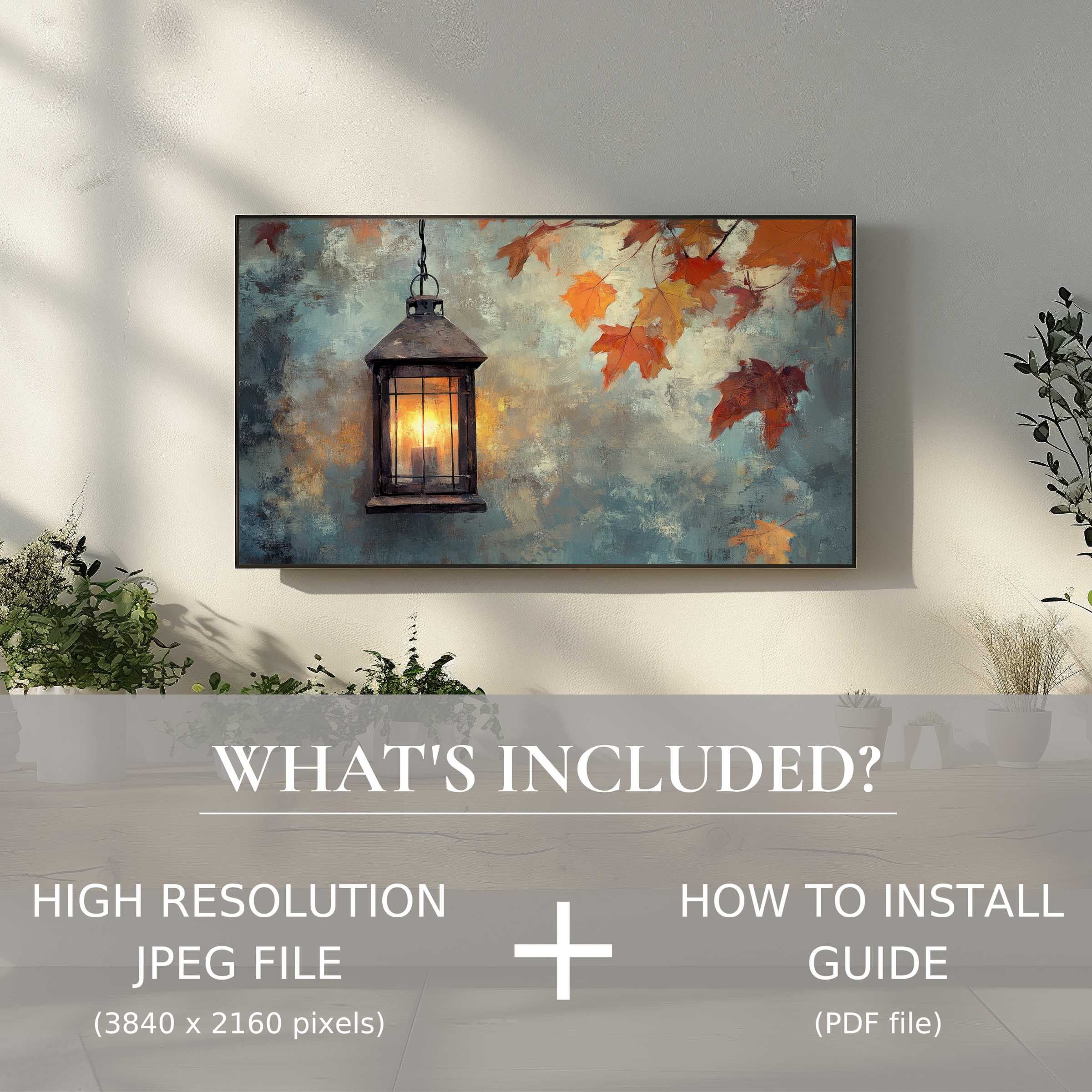 Elegant farmhouse digital TV art download brightens modern living spaces with easy digital use and autumn charm