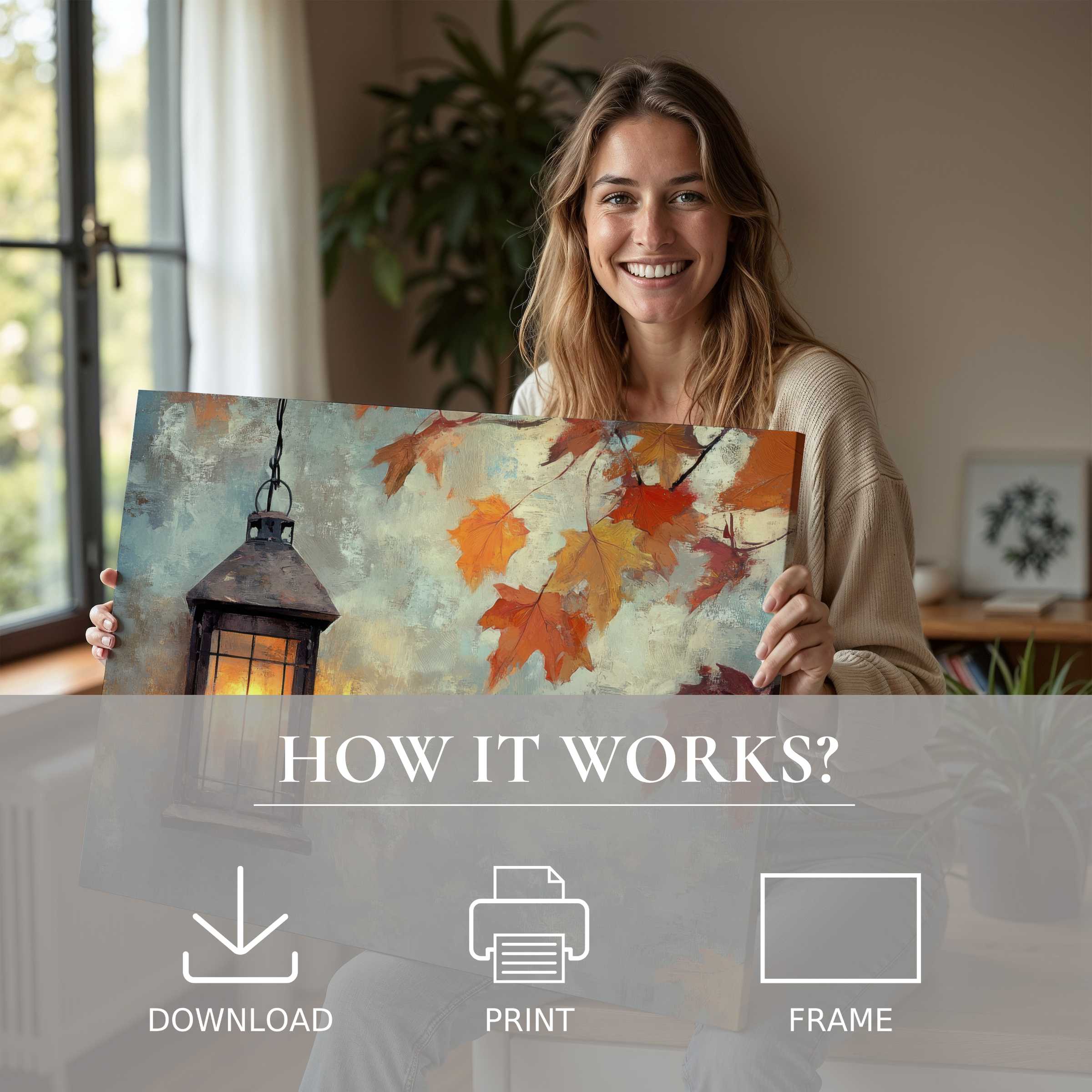 Radiant farmhouse digital art print evokes warmth and joy, inspiring serene moments in modern, stylish living spaces