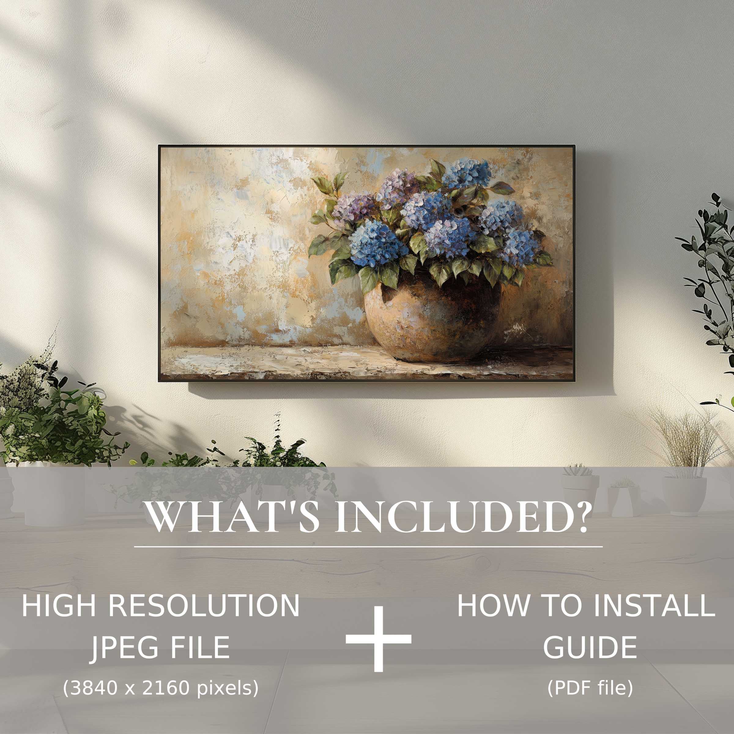 Floral digital TV art download enhances your modern living space with effortless digital use and timeless elegance