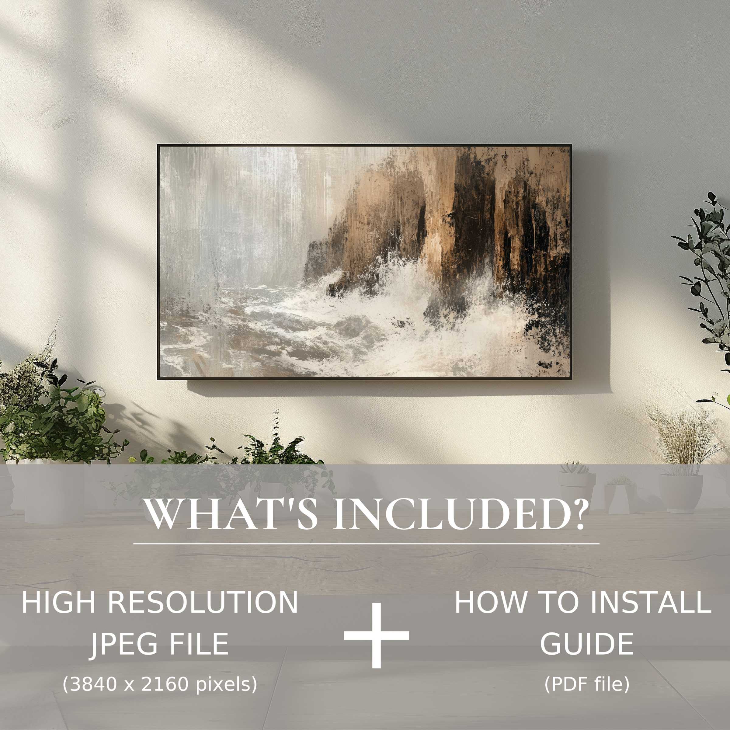 Elegant coastal digital TV art download enhances living spaces with easy digital use and modern coastal charm