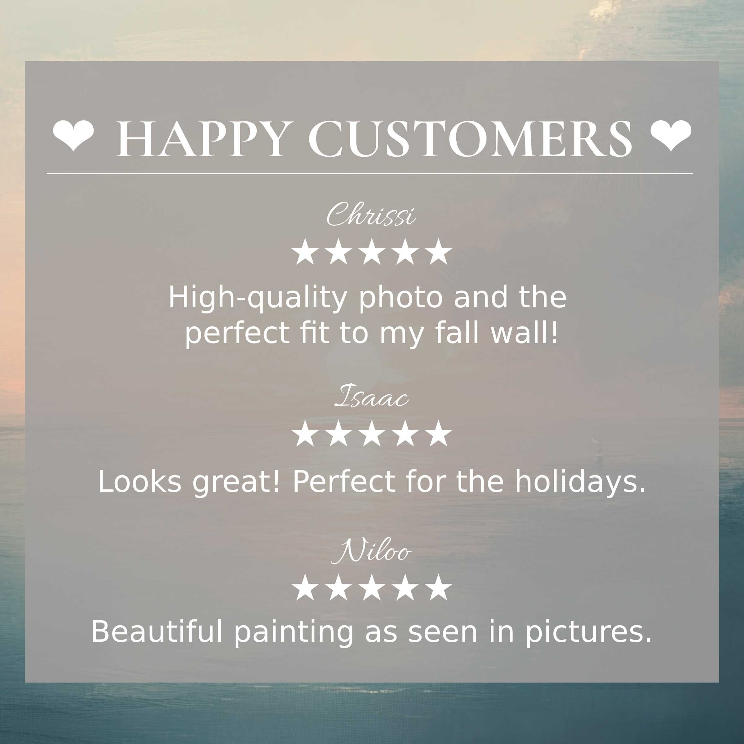 Summer art for Frame TV with abstract sunset hues, showcasing happy customer reviews and refined, elegant design