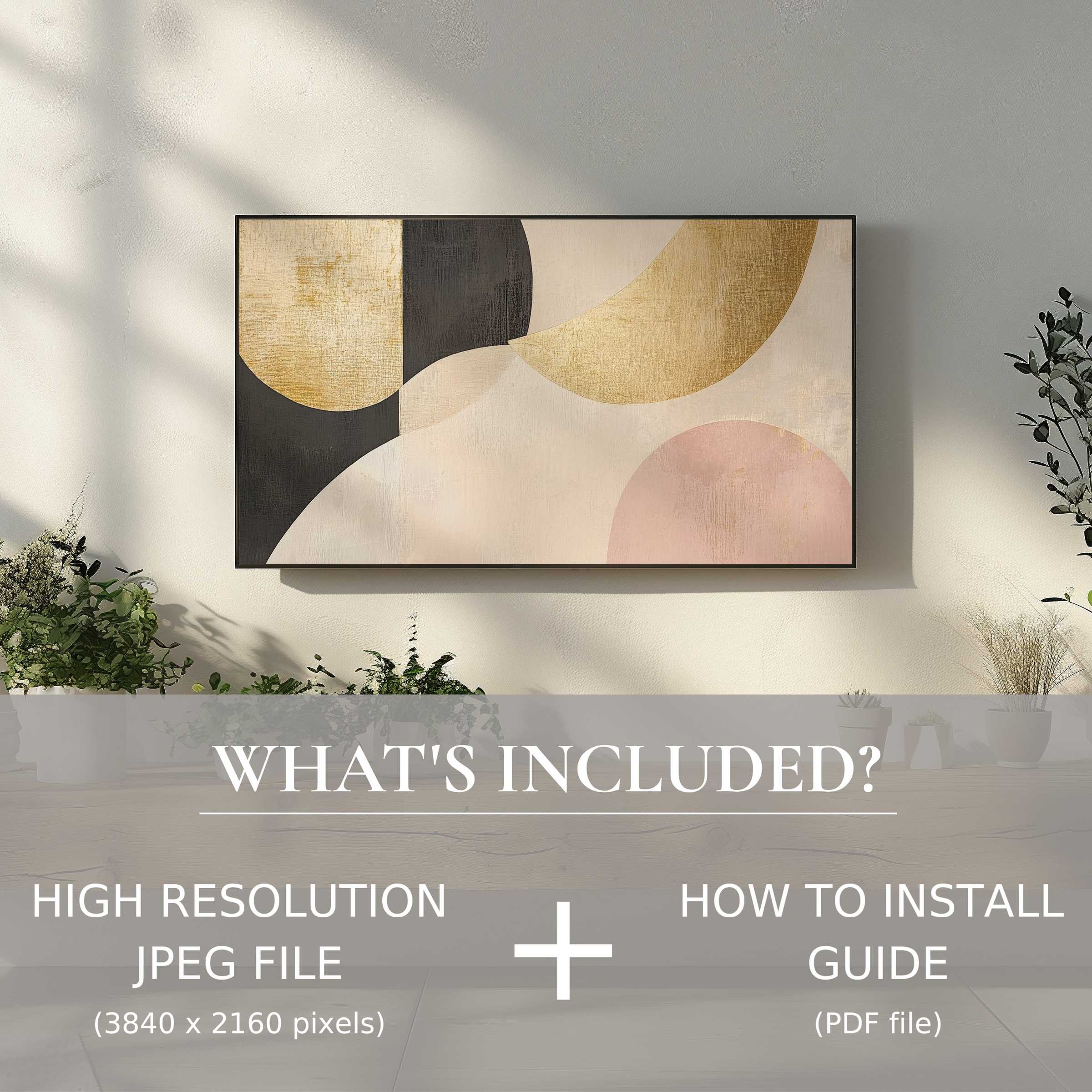 Elegant abstract digital TV art download enhances your living space with simple, stylish digital use for modern decor