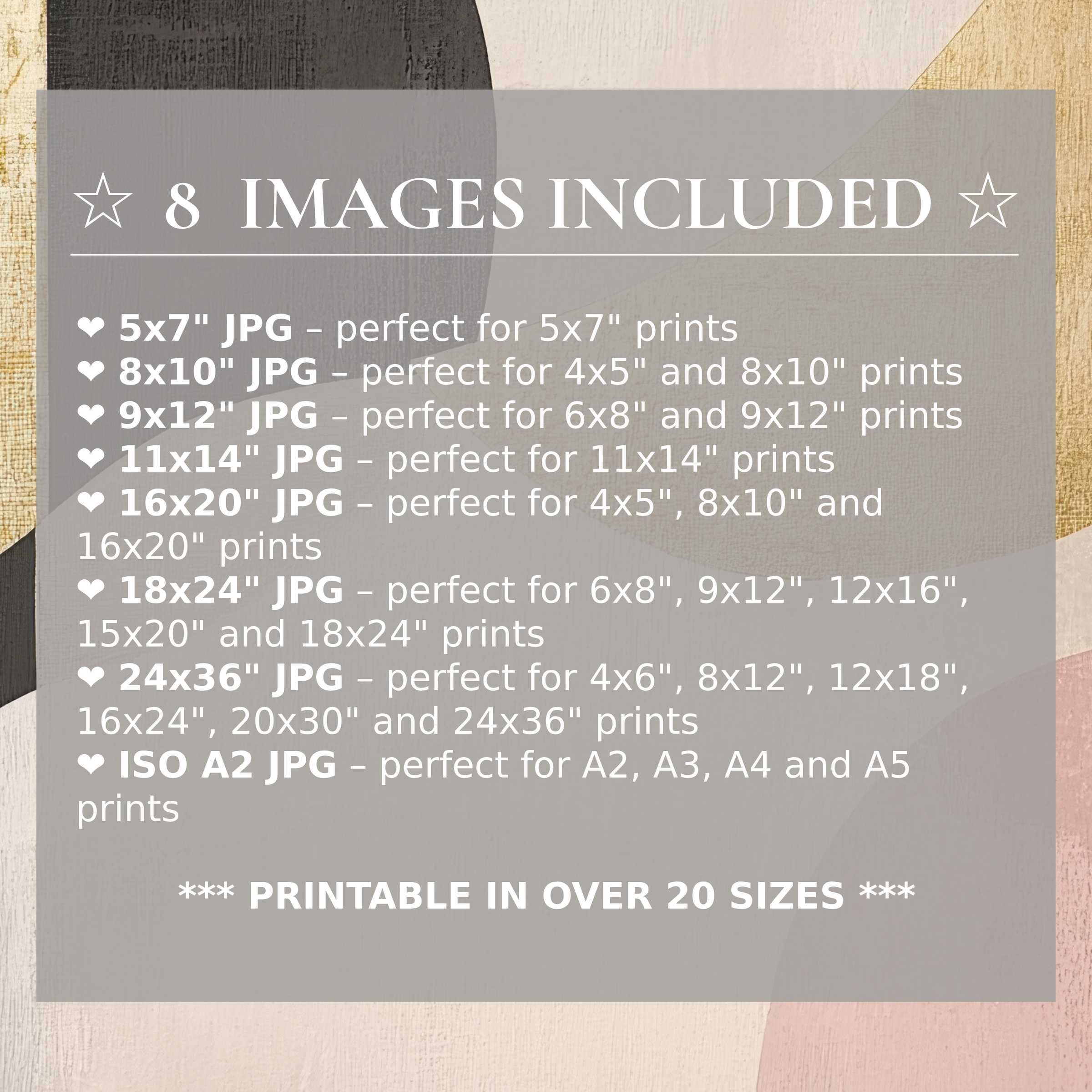 Radiant abstract digital print in muted pinks, gold, and charcoal, elevating modern interiors with style; includes 8 high-quality sizes