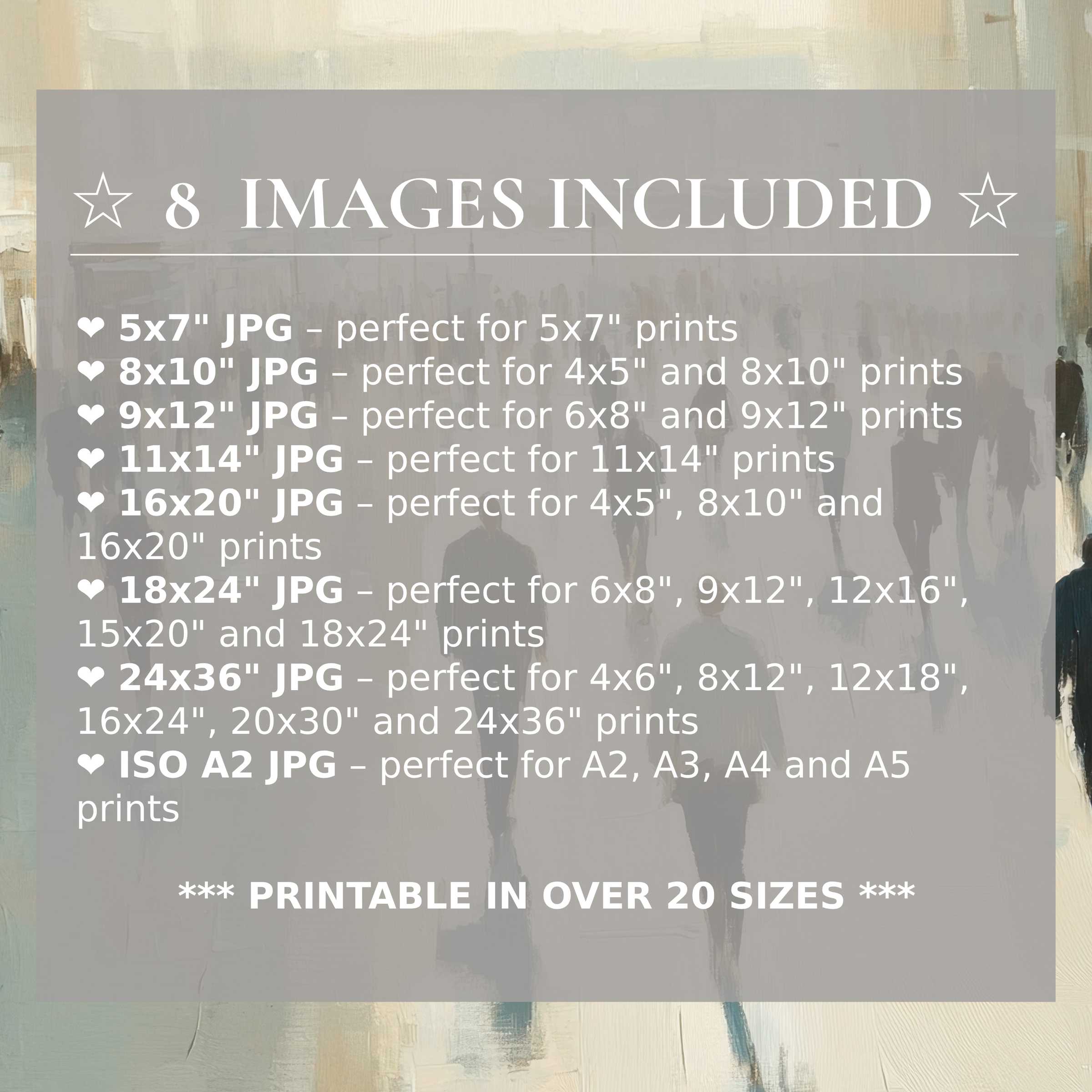 Urban digital print in muted greys and soft earth tones evokes a calming, sophisticated ambiance; includes 8 high-quality sizes for seamless integration into modern interiors with style and versatility