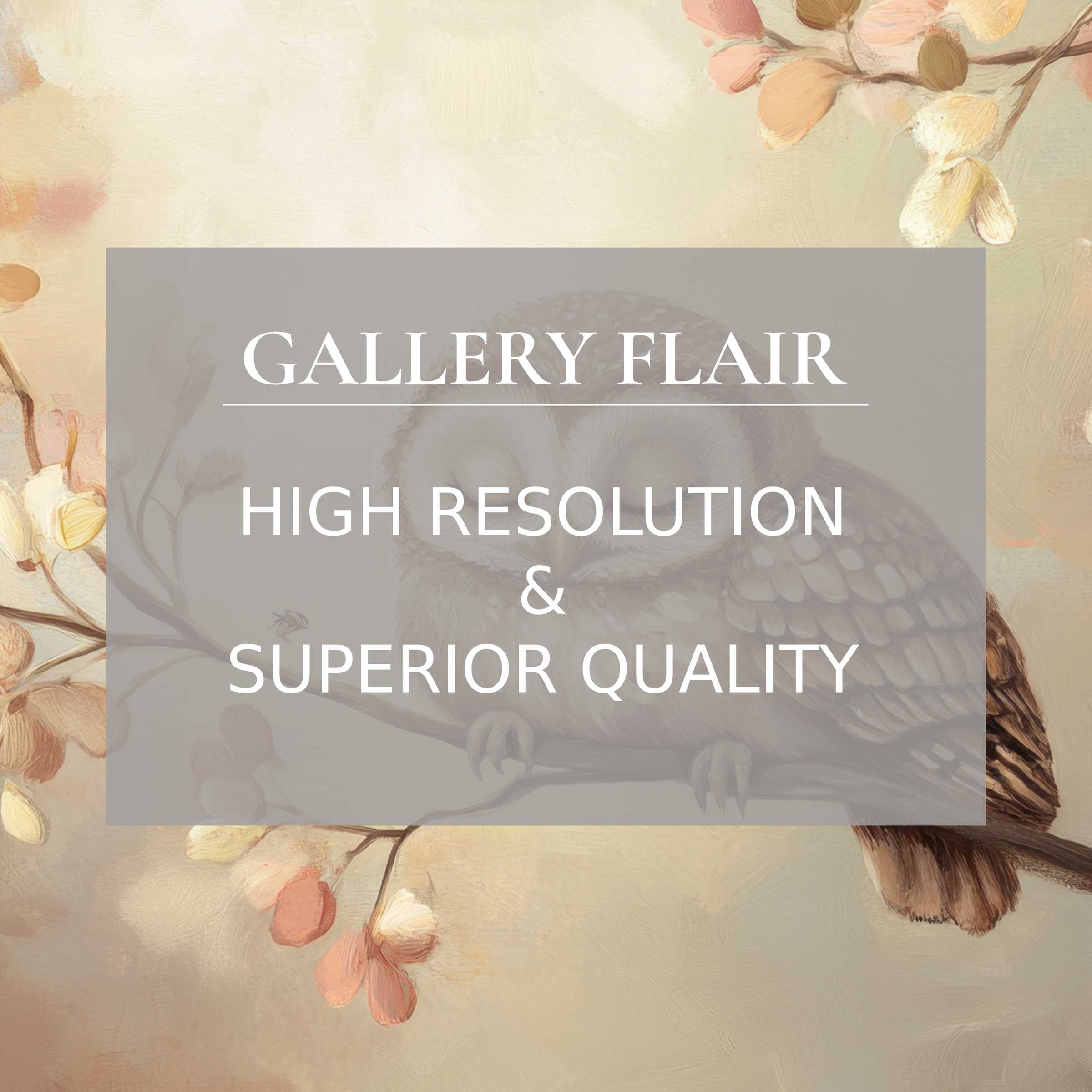 Calming nursery printable art of a serene owl perched on delicate floral branches, crafted with exquisite detail to elevate modern interiors