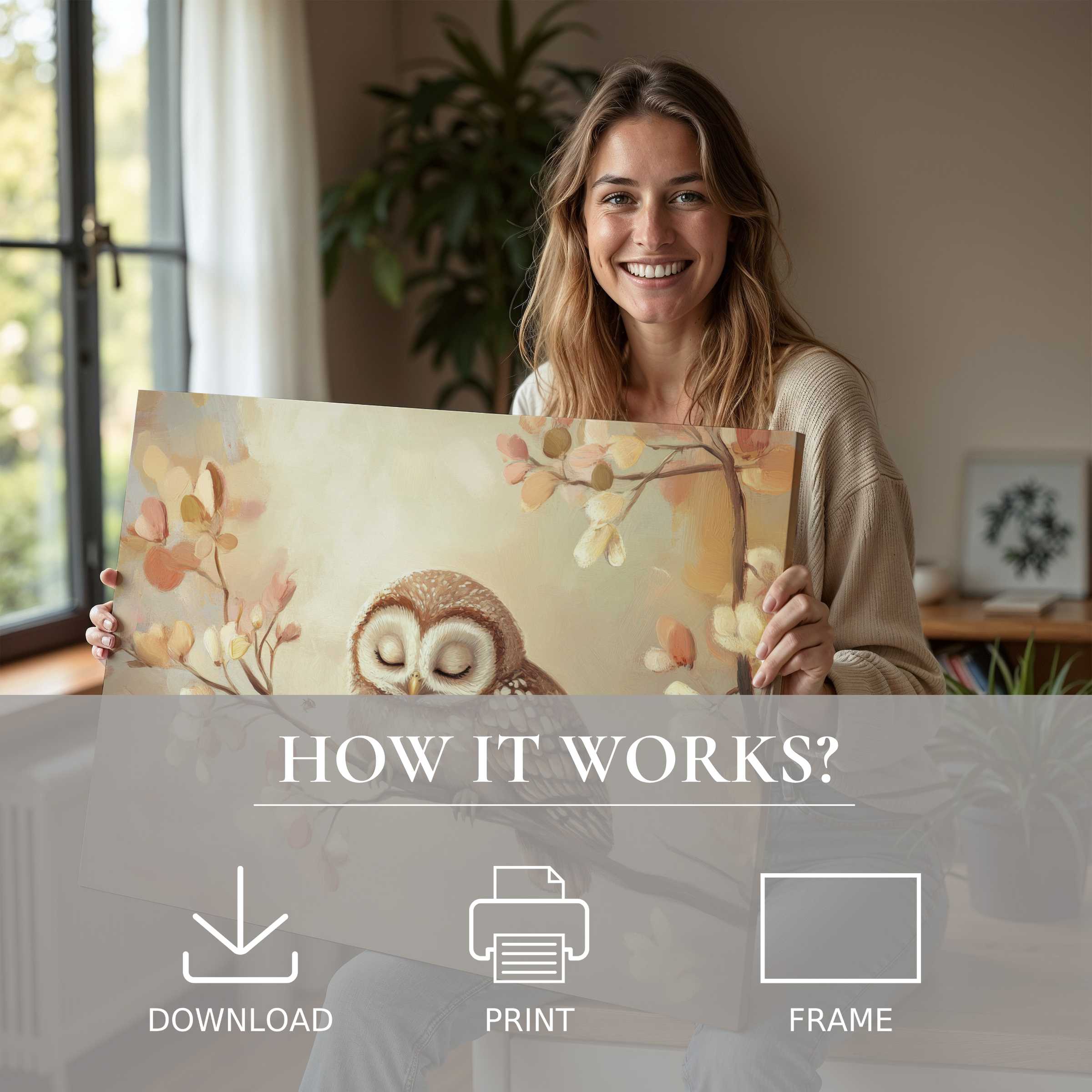 Radiant joy and serene connection bloom in this nursery digital art print, inviting warmth and effortless elegance to modern living