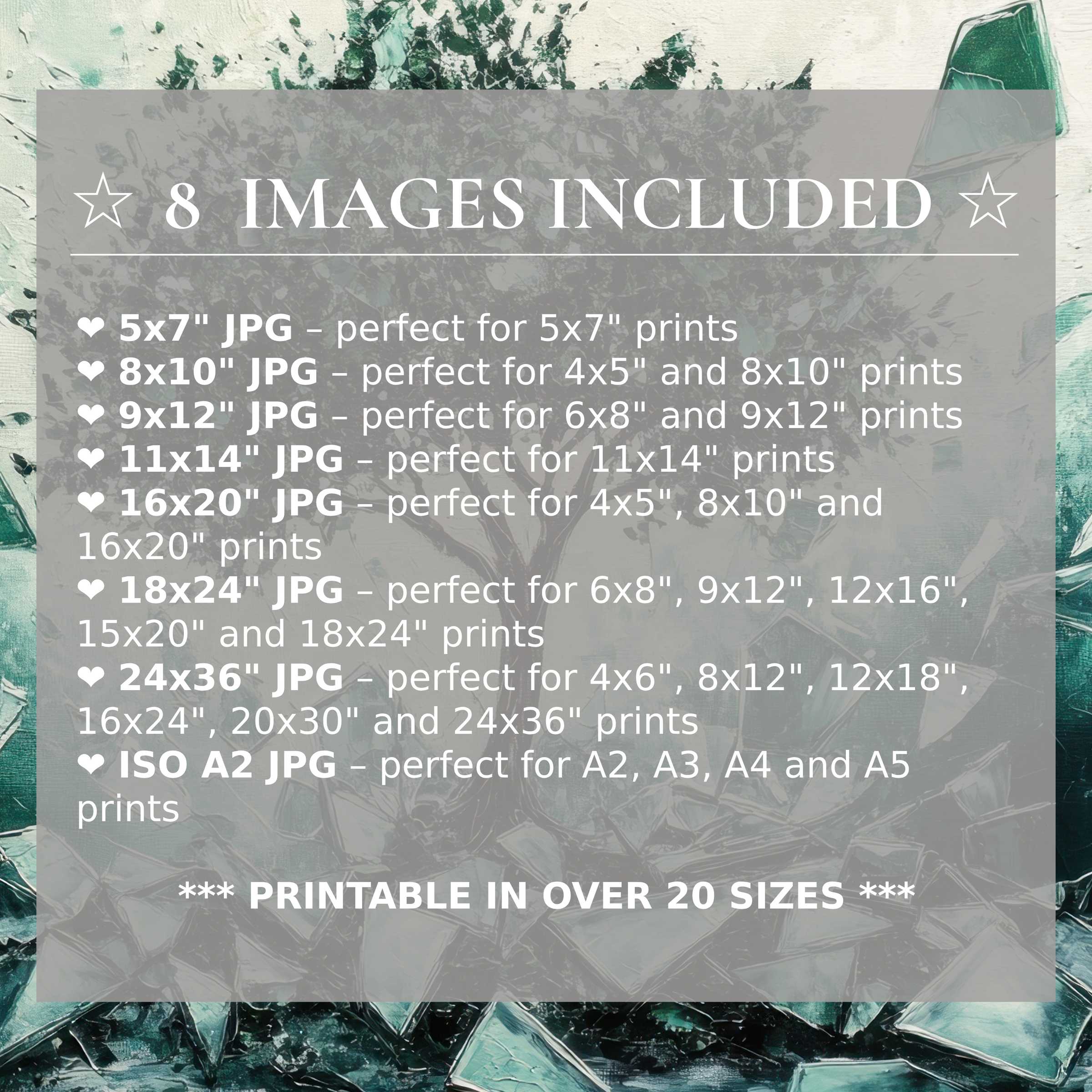 Radiant tree digital print bathed in warm golds and deep blues, offered in 8 high-quality sizes included with download, seamlessly elevating modern interiors with timeless style and versatile elegance