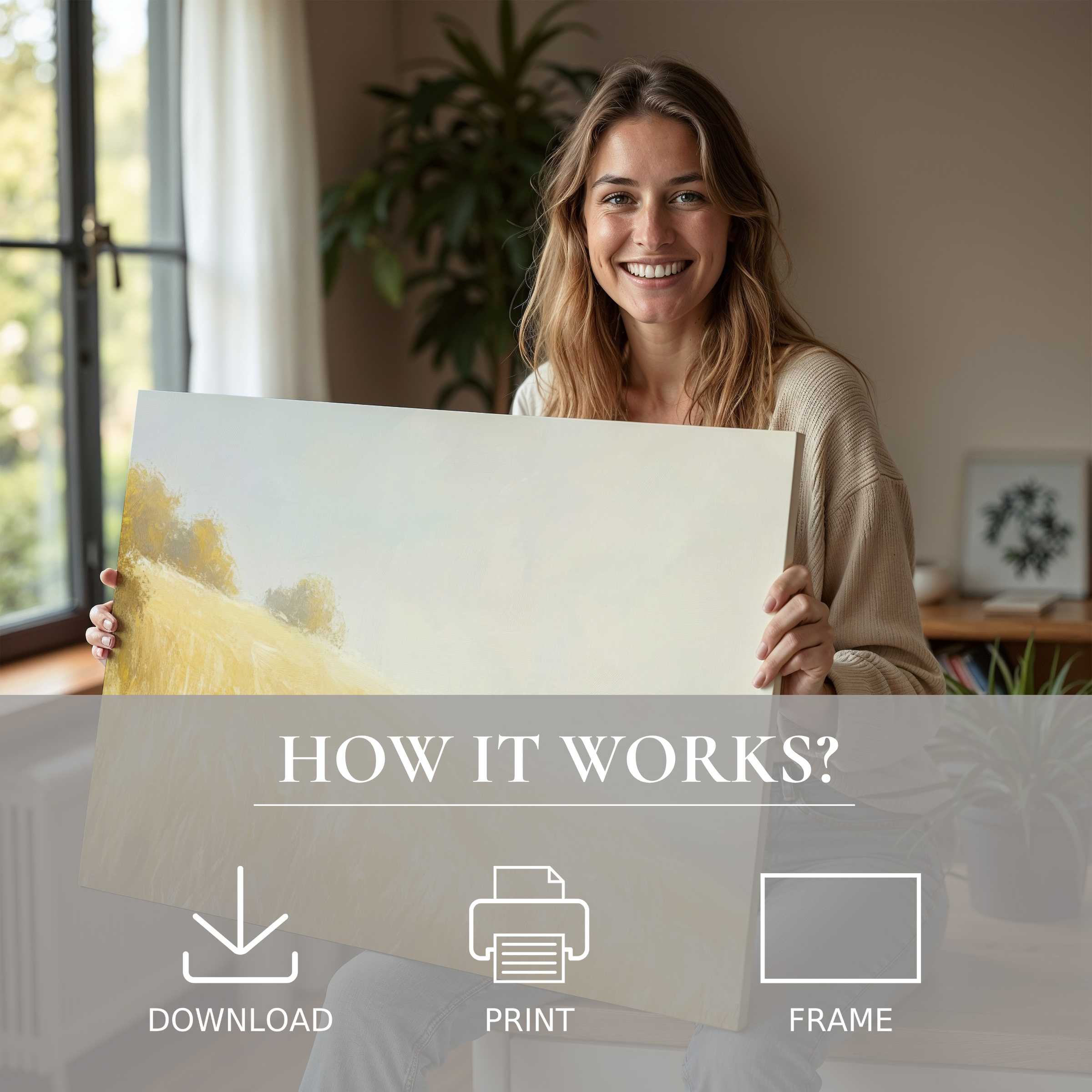 Bright summer digital art print radiates warmth and calm, blending effortlessly into modern homes, inspiring heartfelt joy