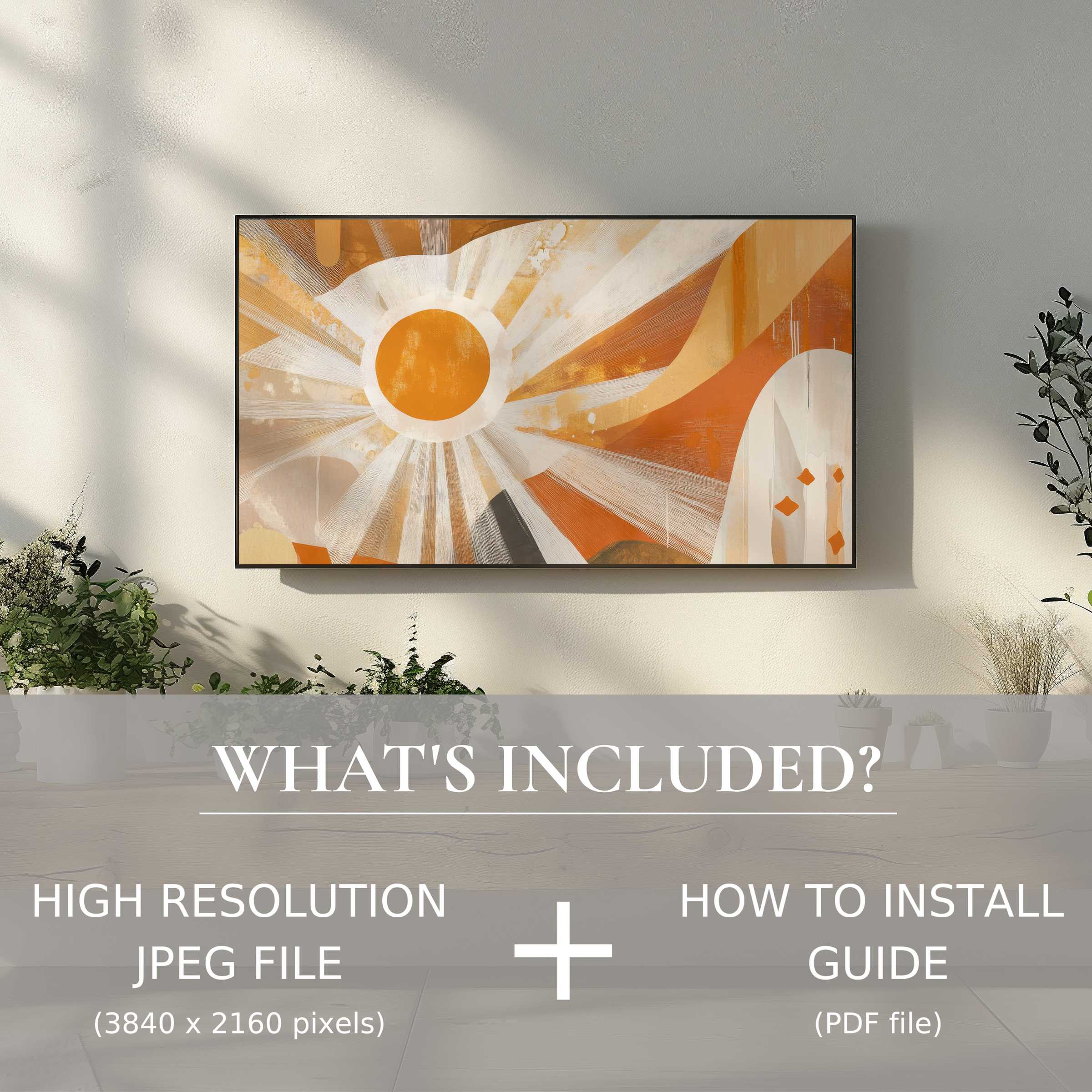 Elegant boho digital TV art download enhancing your living space with easy digital use and warm modern style