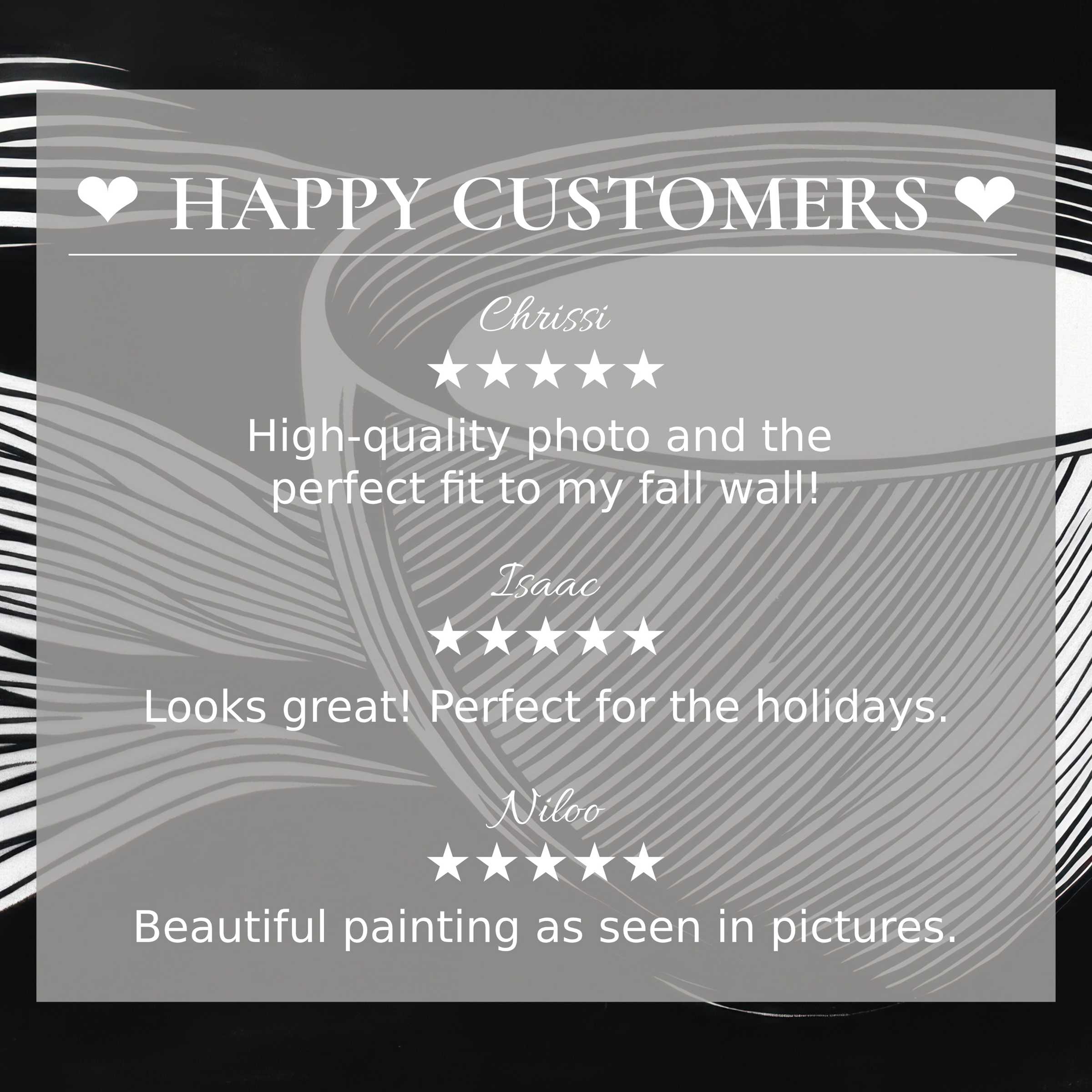 Elegant black and white art for Frame TV with a modern line design and happy customer reviews building trusted style