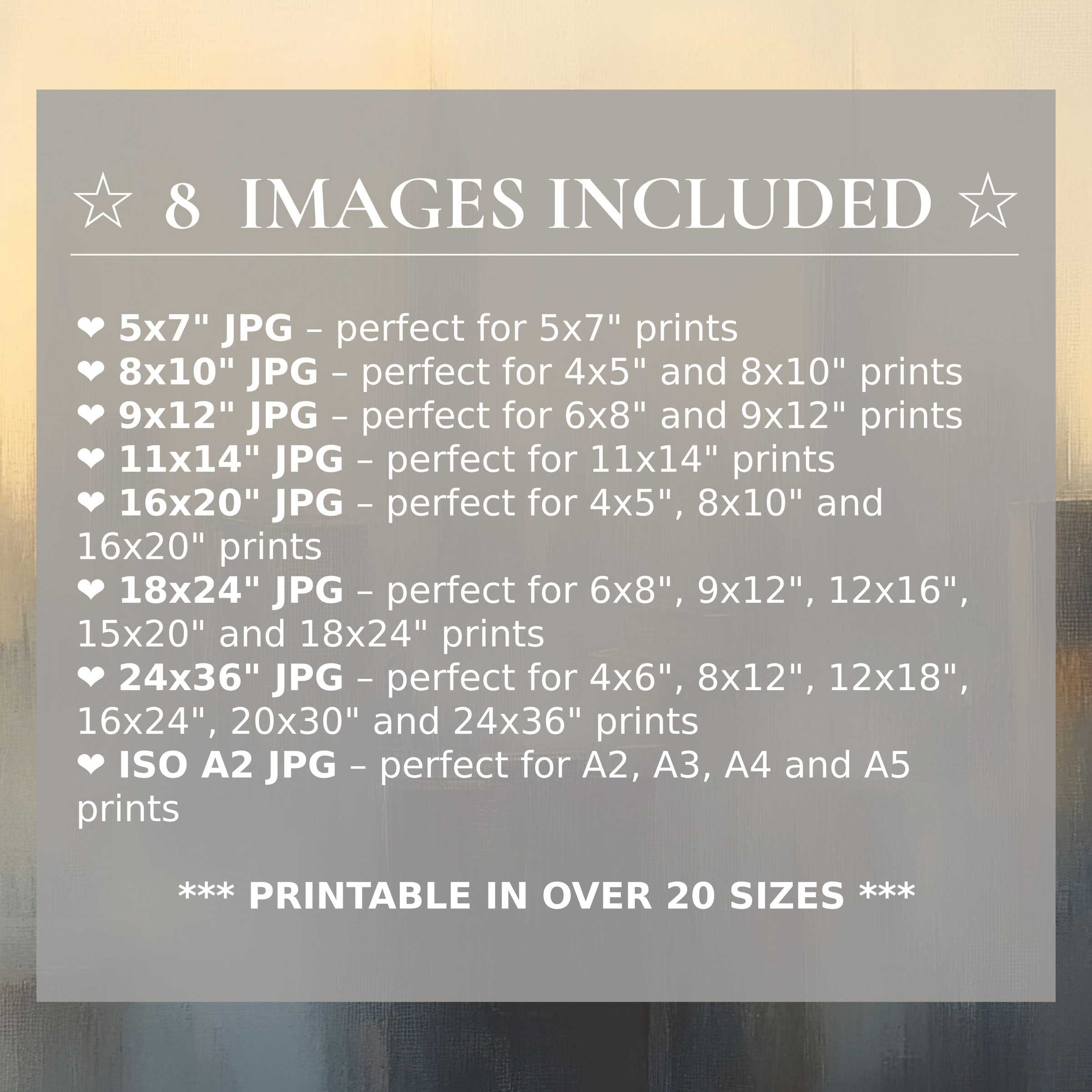 Urban digital print with radiant gold and deep charcoal hues, elevating modern interiors in 8 high-quality sizes included