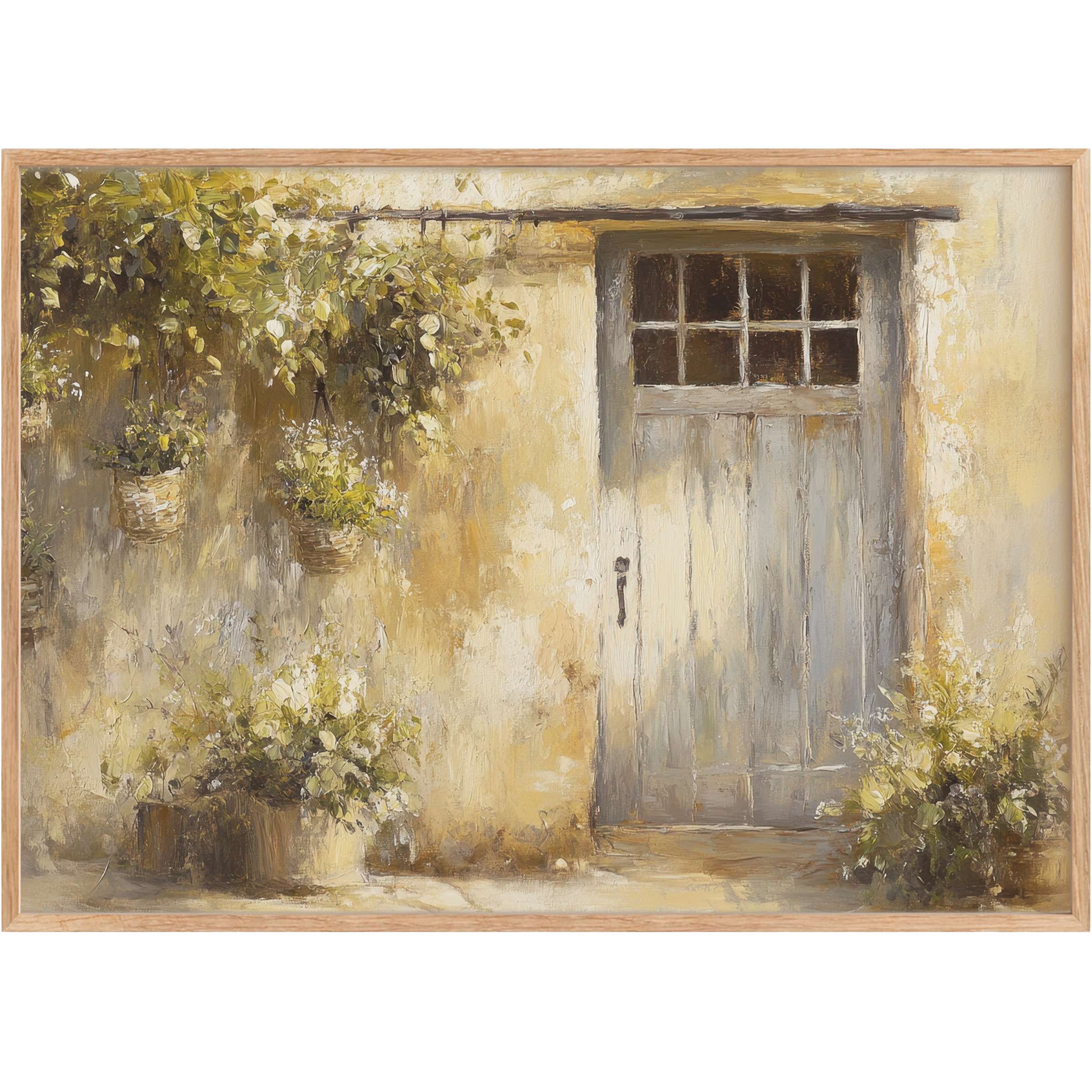Rustic charm radiates from this farmhouse printable wall art, where soft greys and golden hues evoke a serene, inviting ambiance