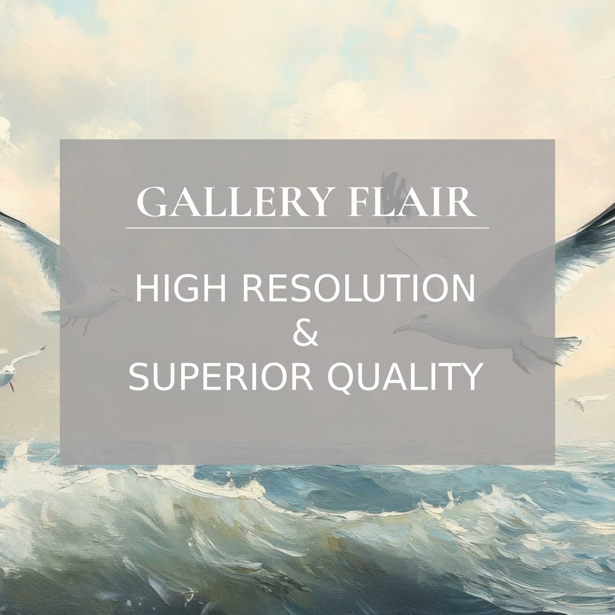 Coastal printable art featuring soaring seagulls and turbulent waves, infusing modern interiors with serene yet dynamic ambiance and exquisite detail