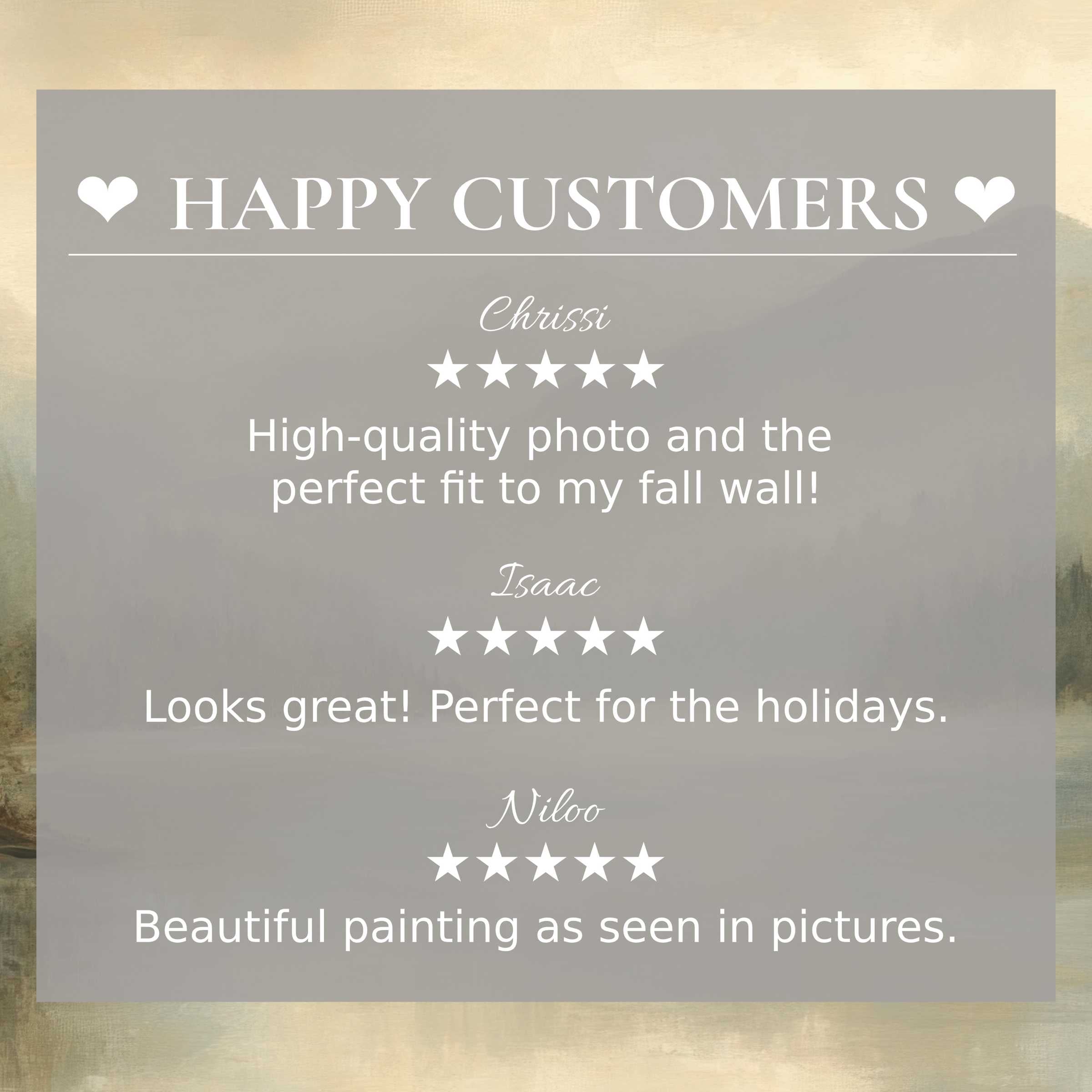 Refined layout with happy customer reviews and soft abstract sunset colors in landscape art for Frame TV