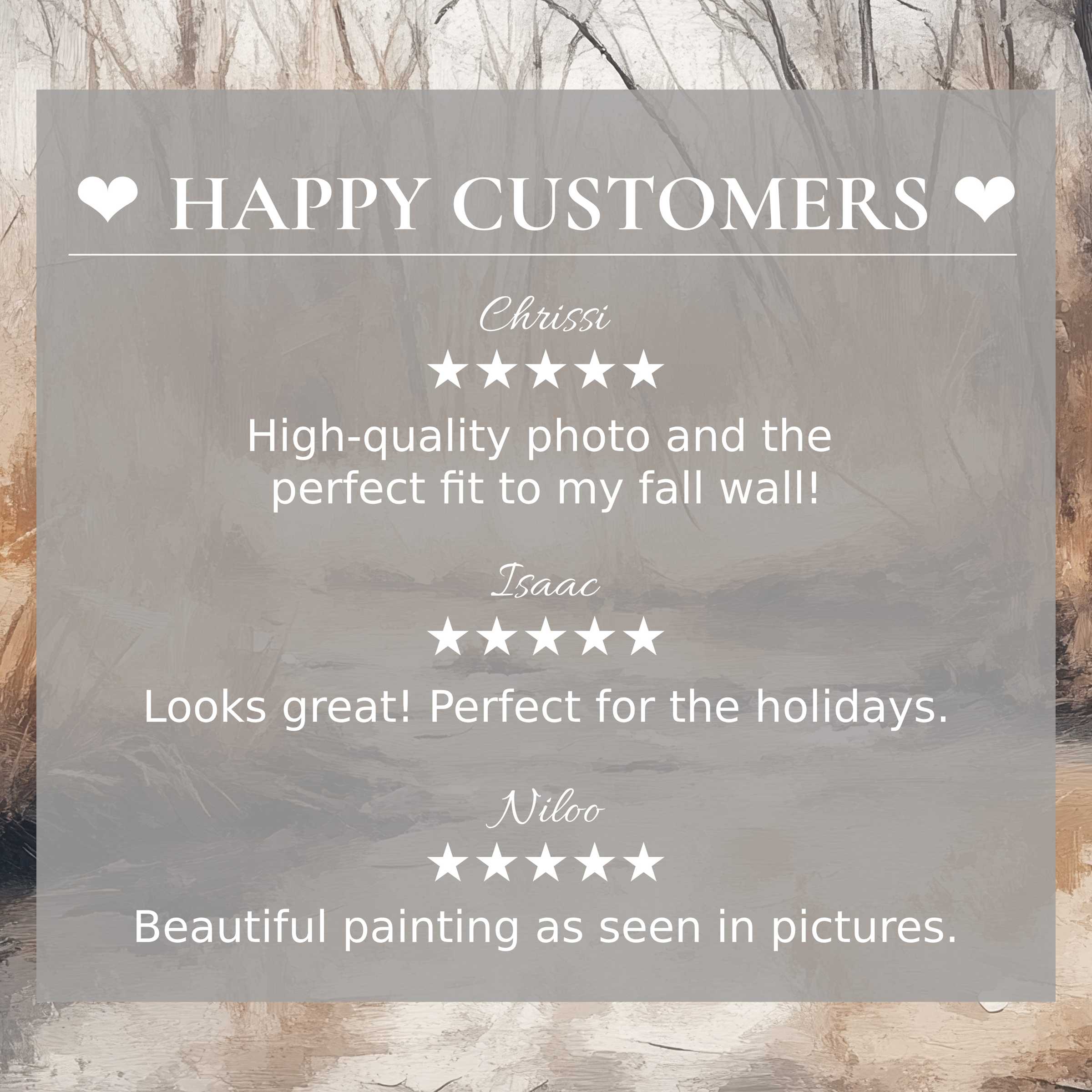 Vintage art for Frame TV with abstract earthy tones; happy customer reviews build trust and showcase elegance
