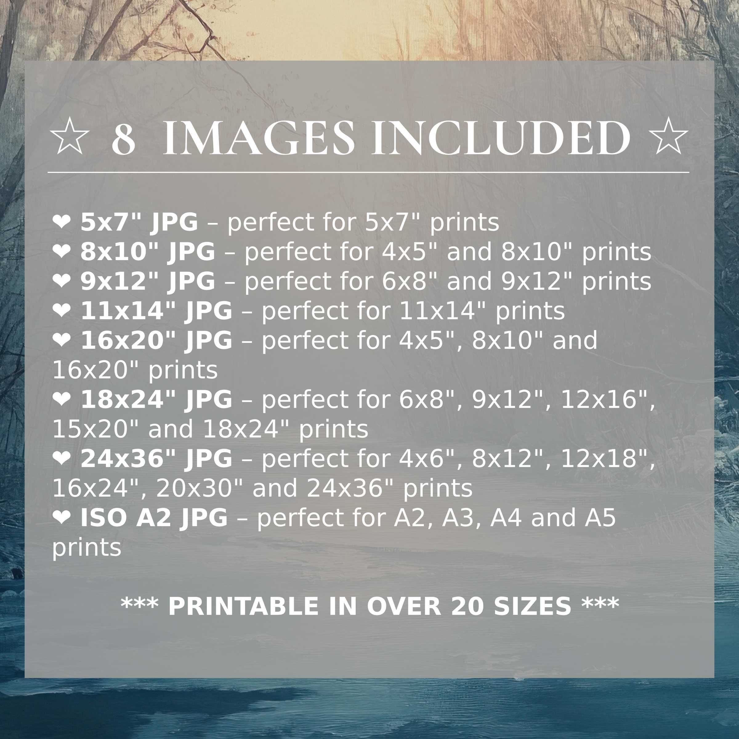 Winter digital print radiates serene blues and warm taupes, elevating modern interiors with timeless elegance and 8 included high-quality sizes