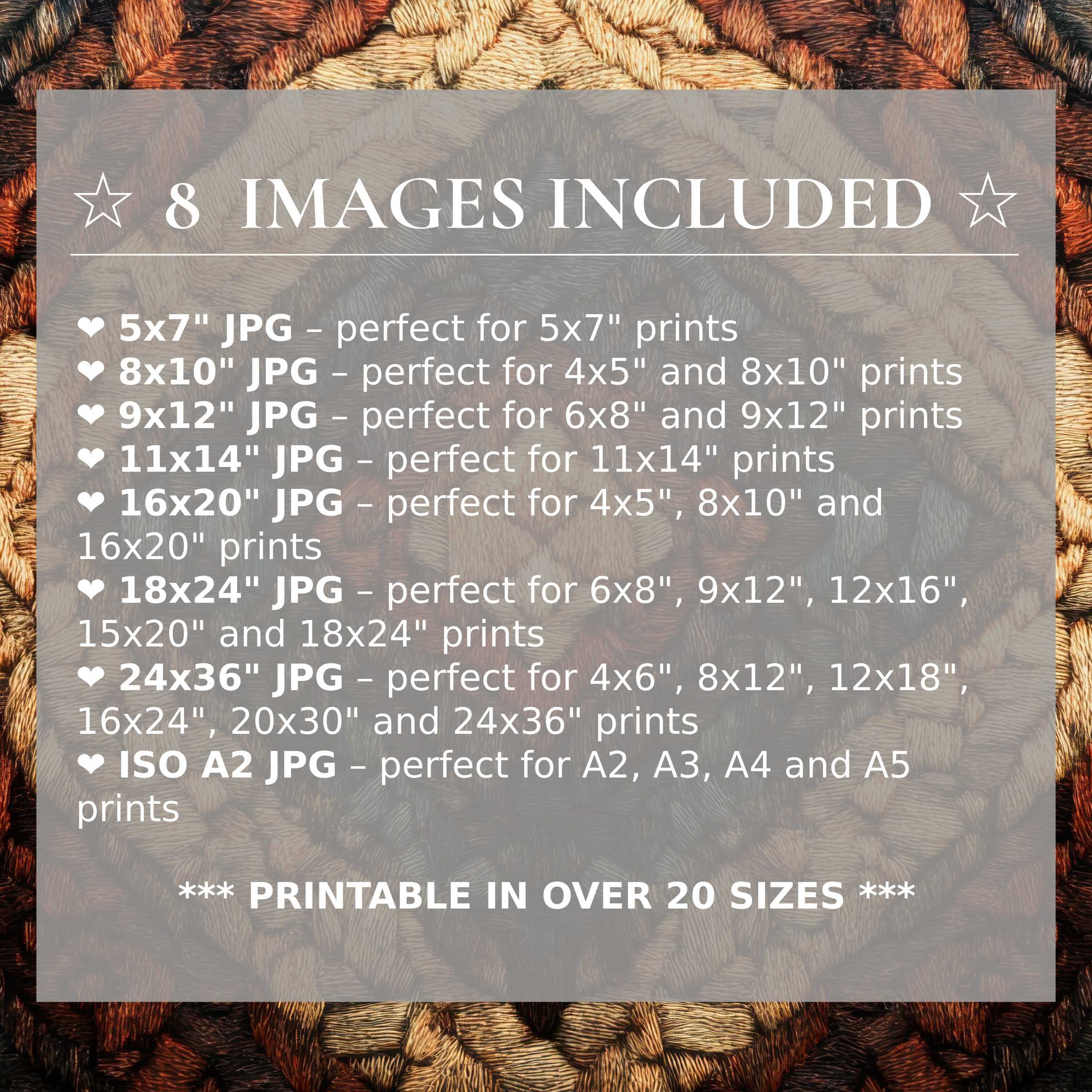 Boho digital print radiates warm earth tones and textured depth, available in 8 high-quality sizes included-elevate modern interiors with timeless style and versatile elegance