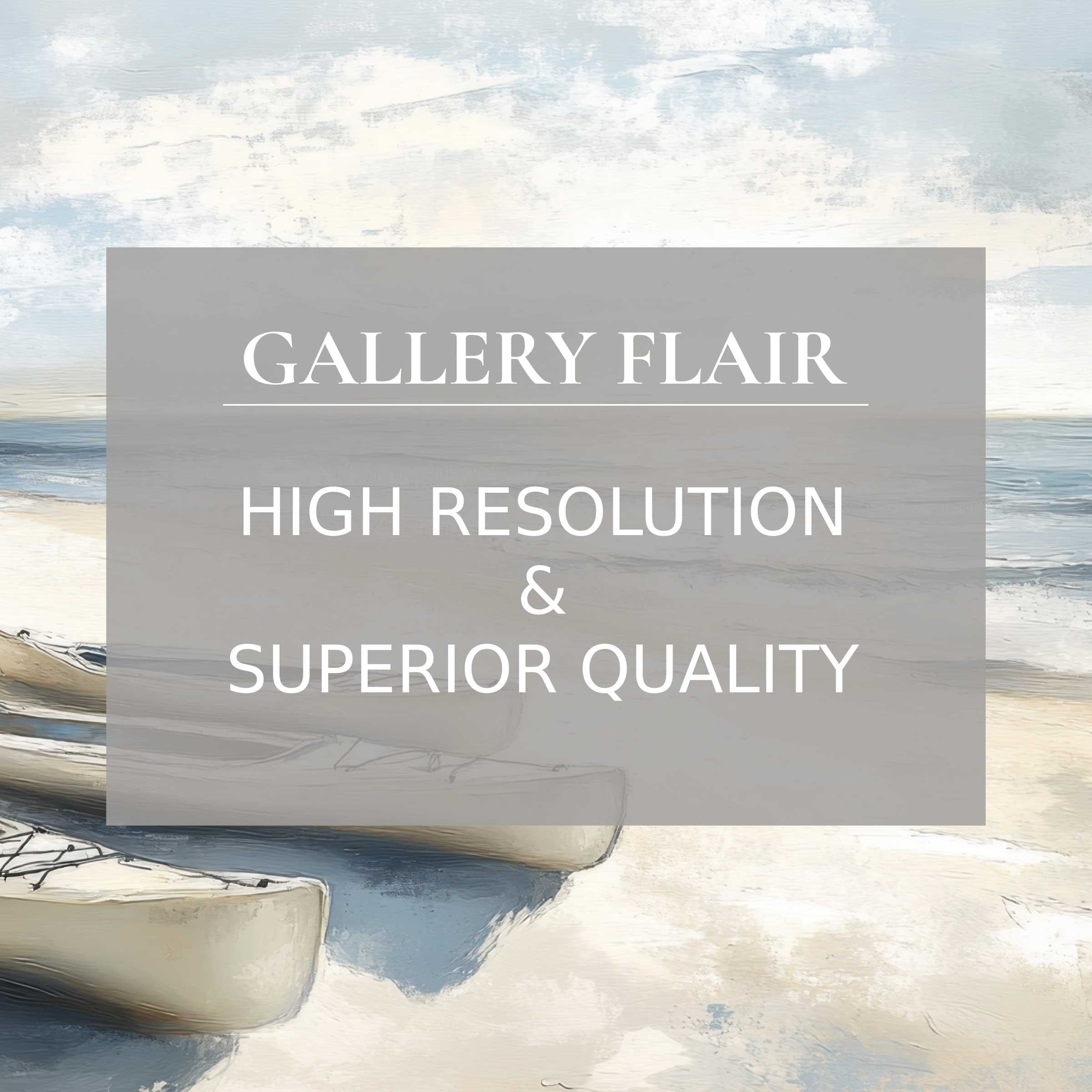 Calming beach printable art featuring serene seascape and boats, with refined detail that enhances modern interiors