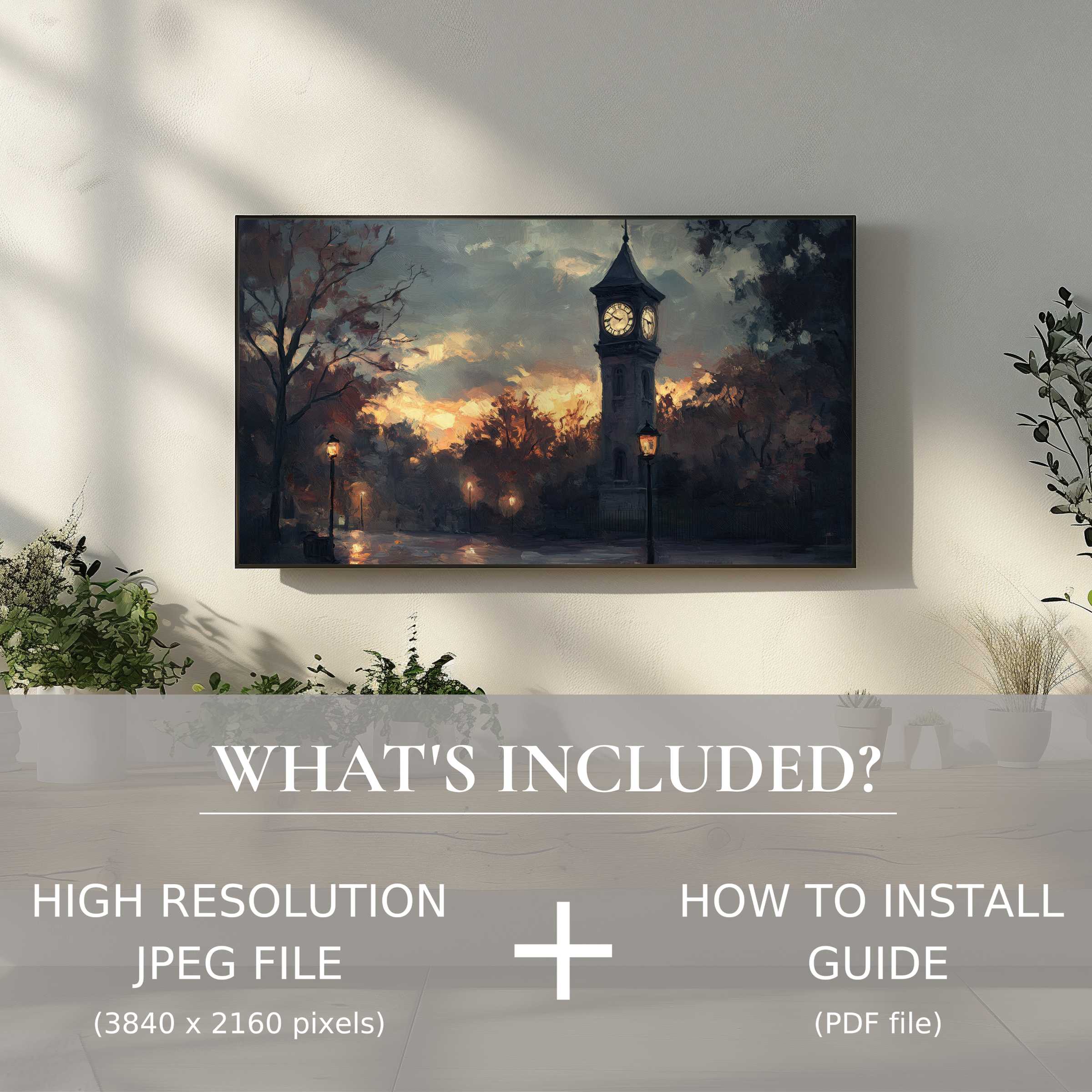 Elegant urban digital TV art download brings easy, stylish ambiance, enhancing your modern living space with high-res artwork