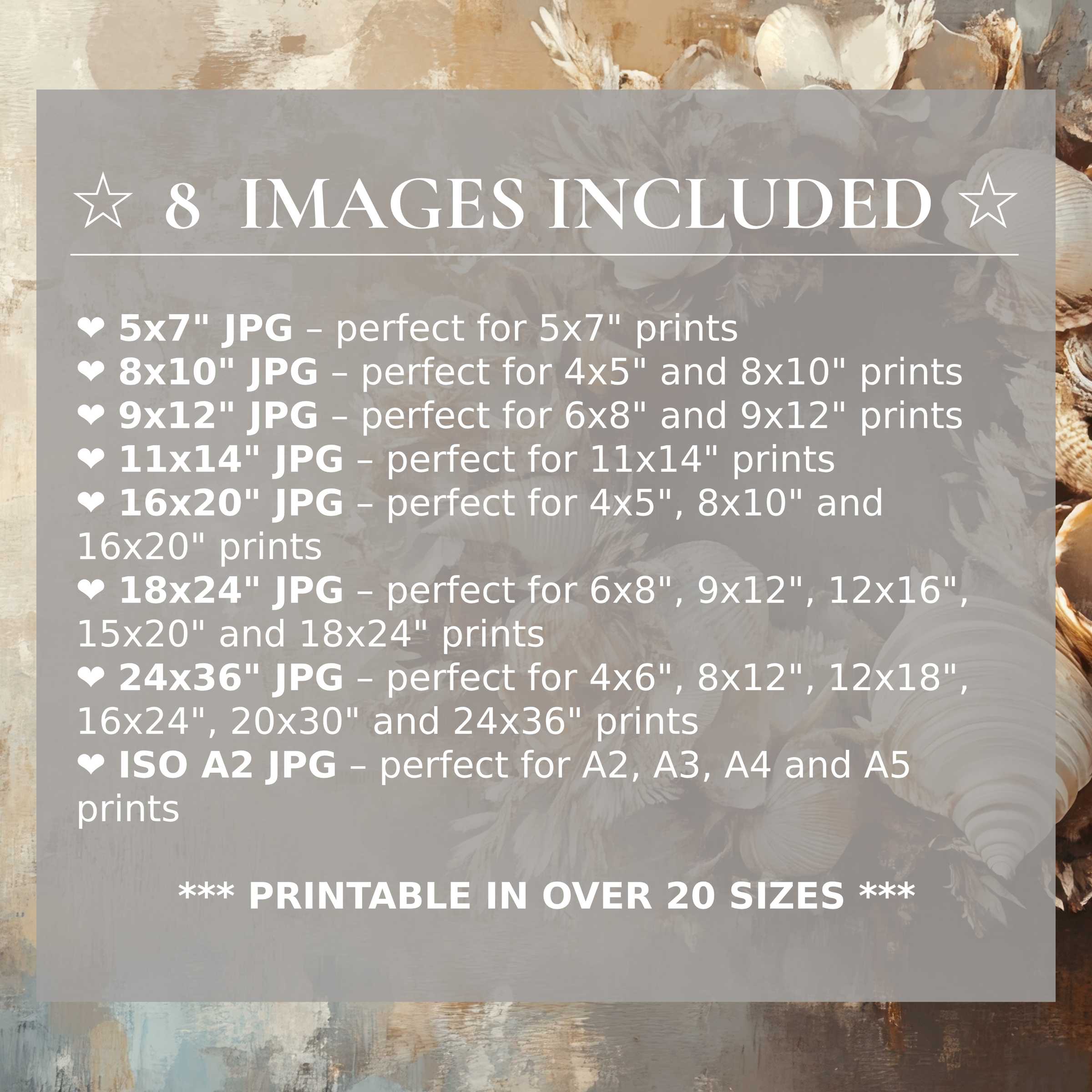 Coastal digital print in radiant beige and soft blue hues, elevating modern interiors with timeless calm; includes 8 high-quality sizes