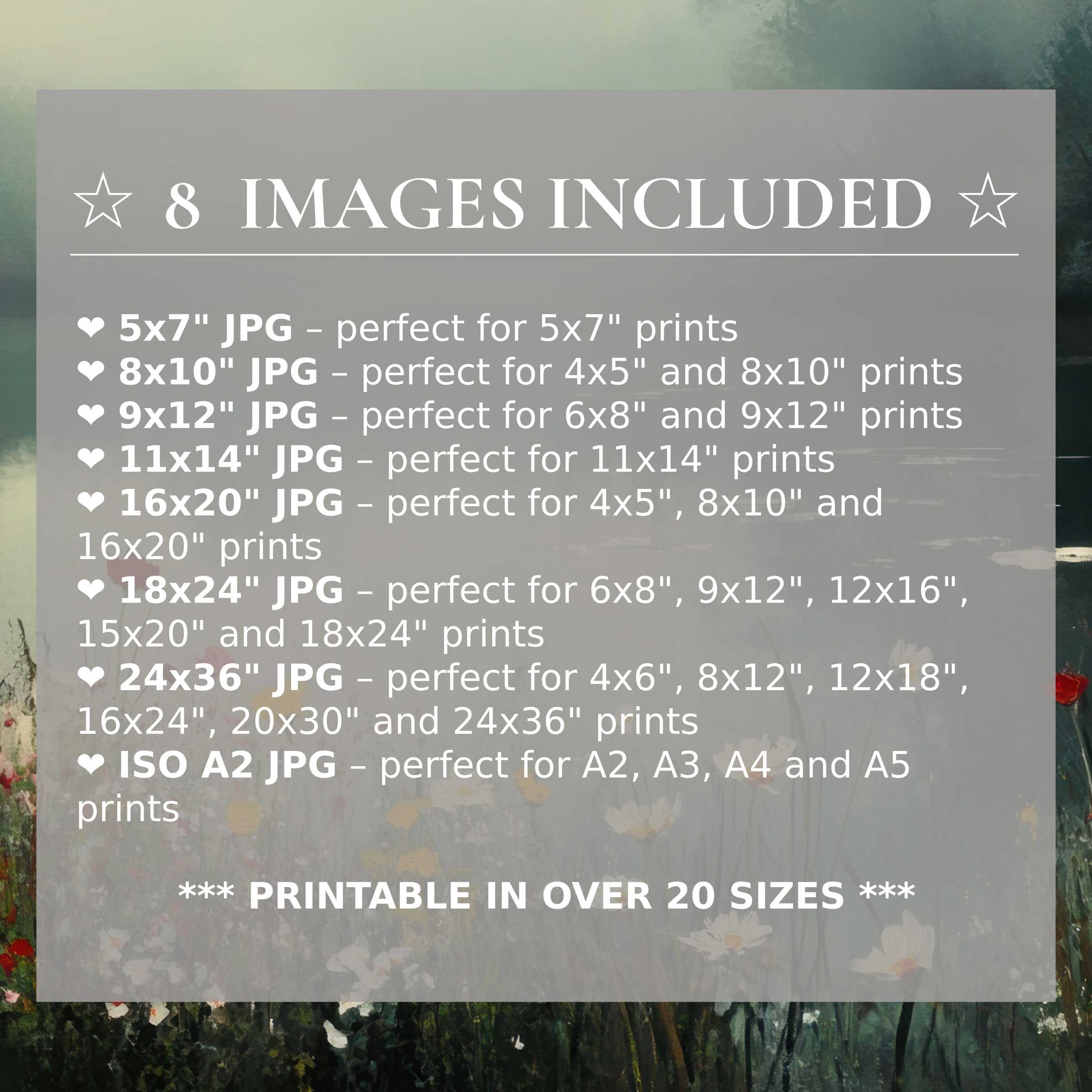 Radiant summer digital print in calming greens and soft florals, delivered in 8 high-quality sizes to elevate modern interiors