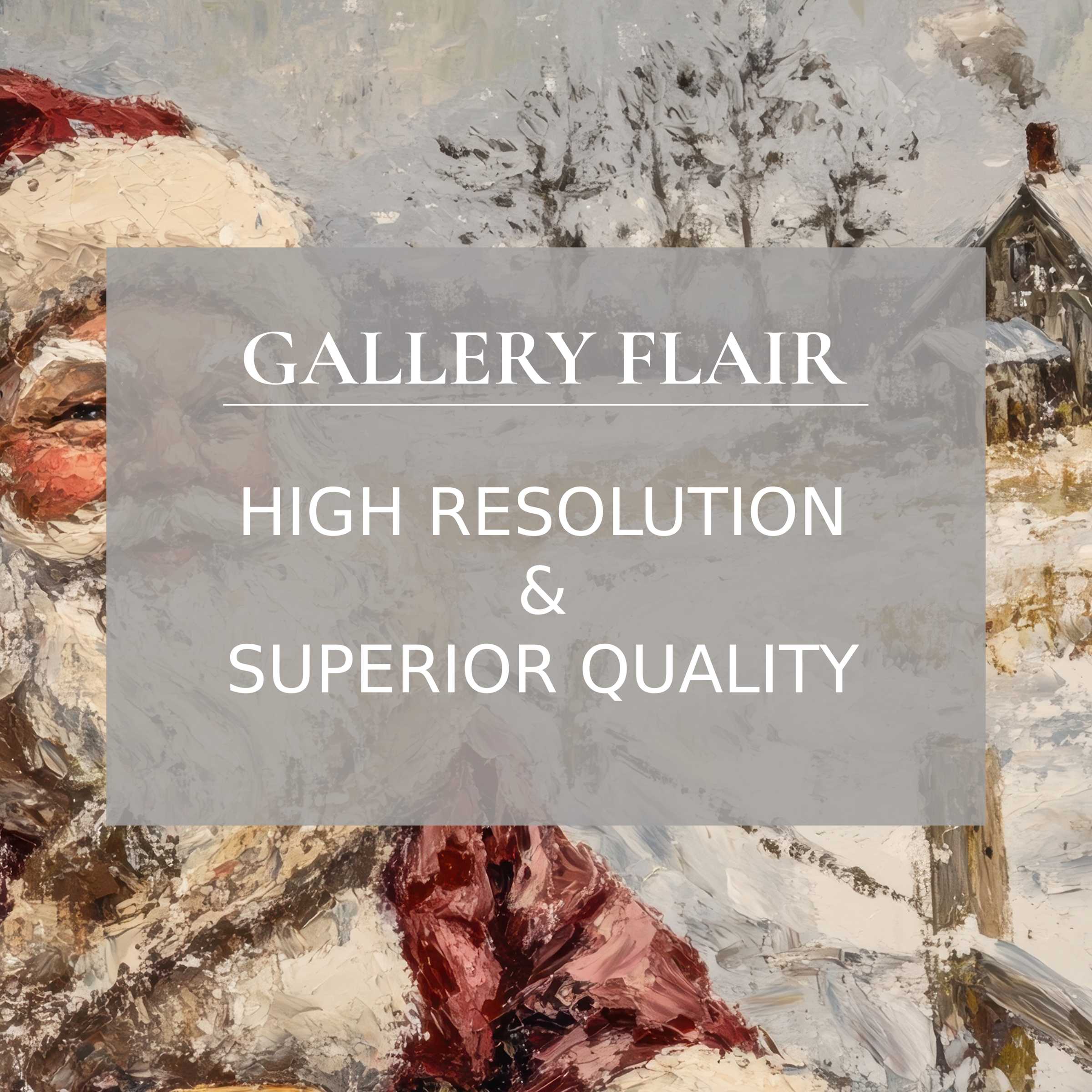 Elegant textured oil painting of Santa in winter scene, showcasing high resolution and clarity in this christmas Frame TV picture