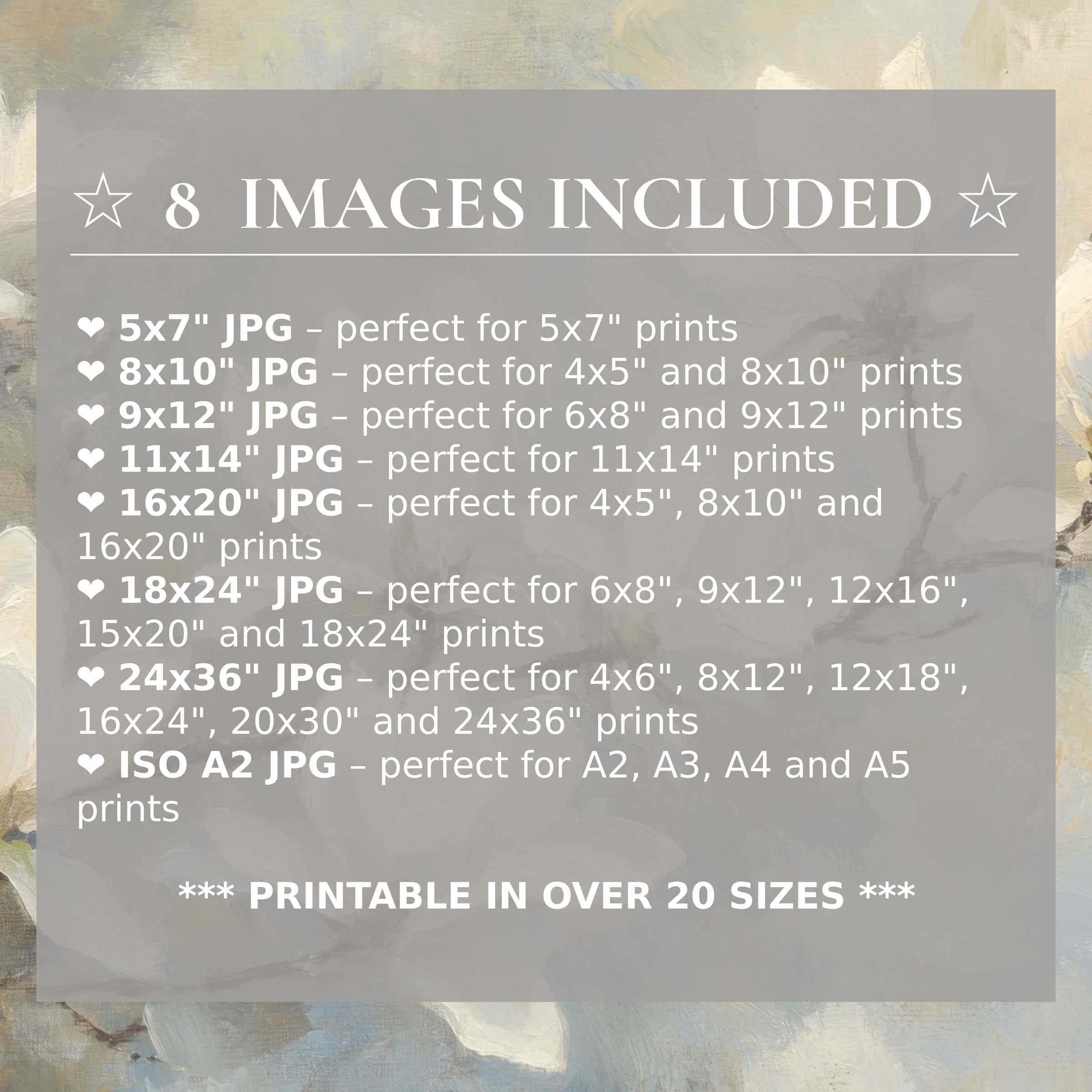 Spring digital print featuring radiant blues and calming neutrals, included in 8 high-quality sizes for versatile modern interiors