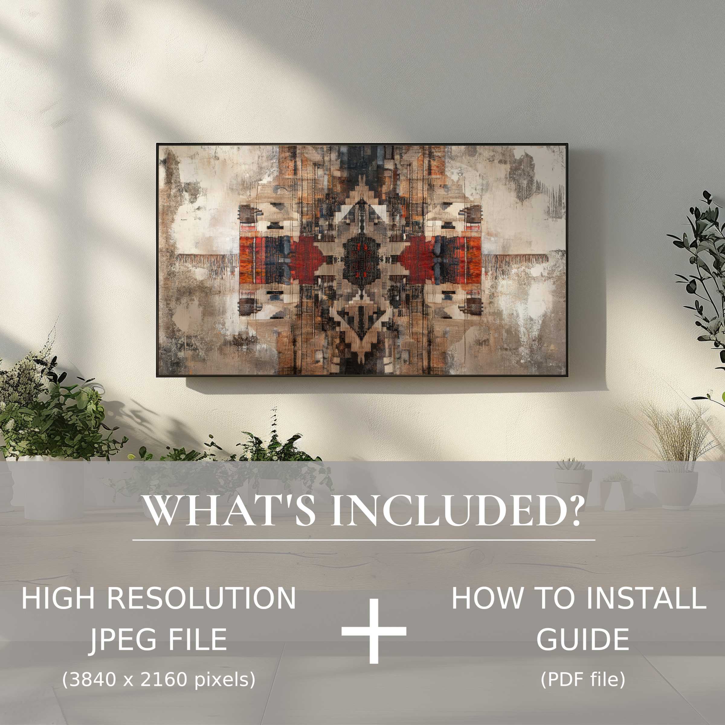 Stylish boho digital TV art download elevates your living space with easy digital use and vibrant modern design