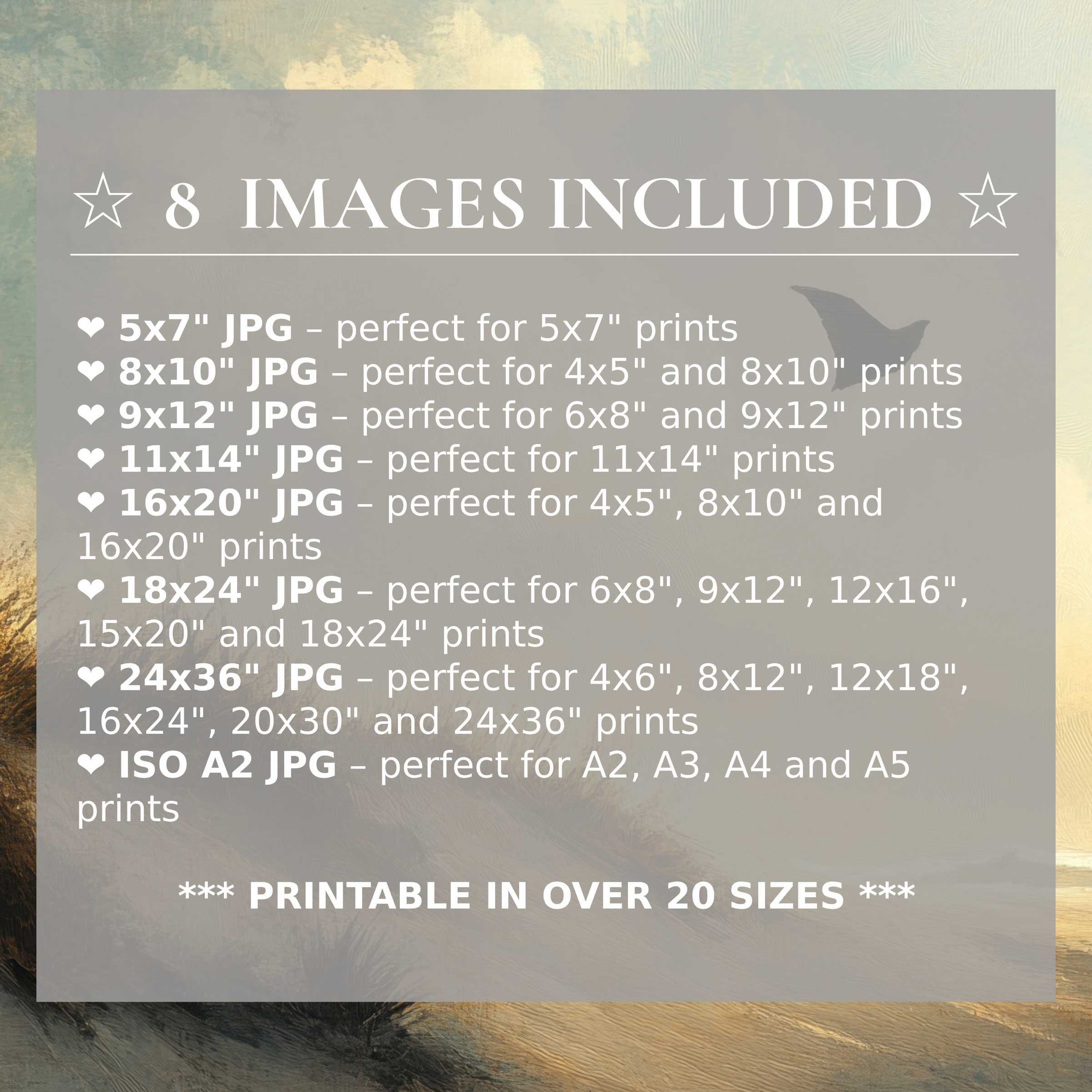 Radiant beach digital print in tranquil blues and warm golds, elevating modern interiors with 8 high-quality sizes included