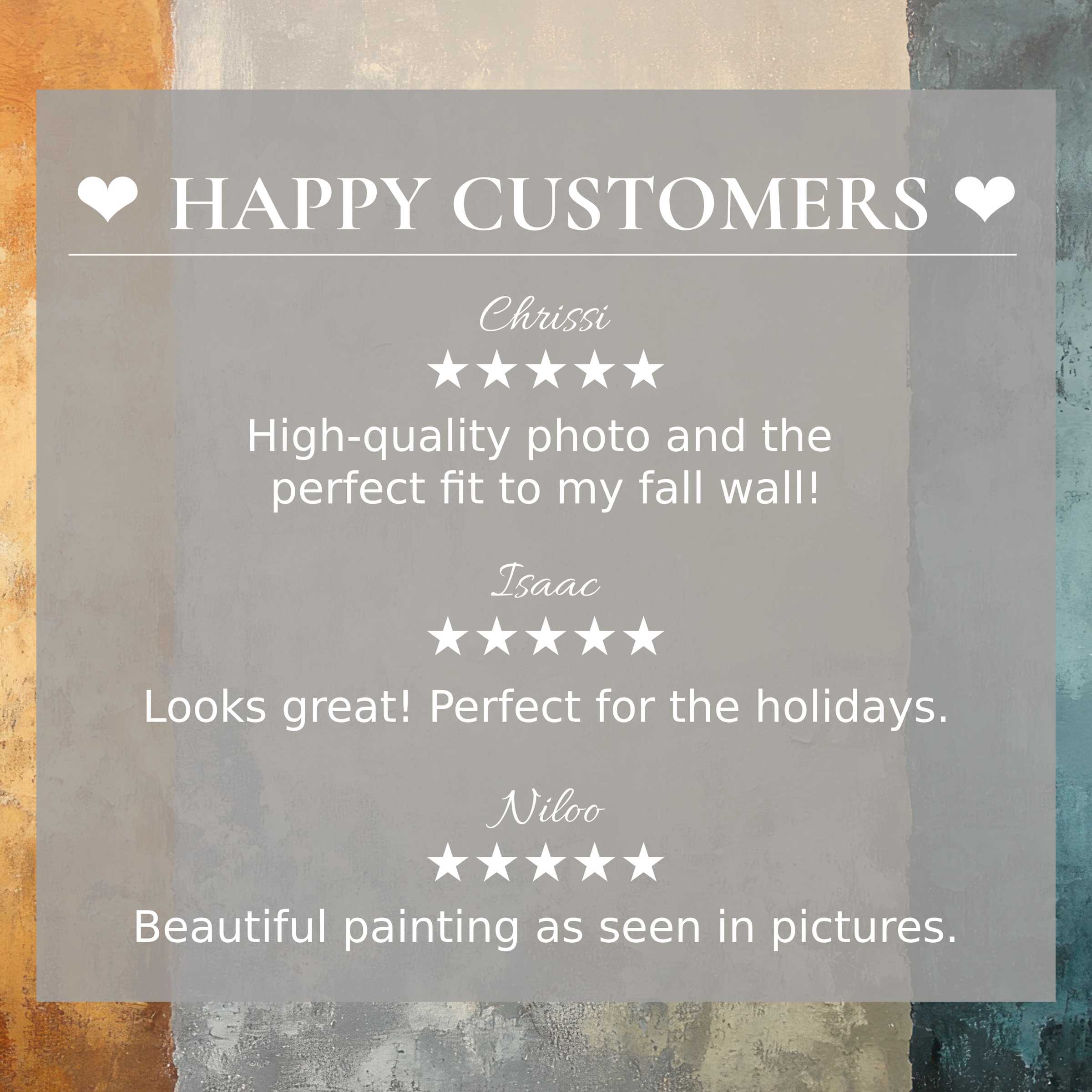 Refined modern art for Frame TV with abstract sunset hues; happy customer reviews build trust and elevate elegant style