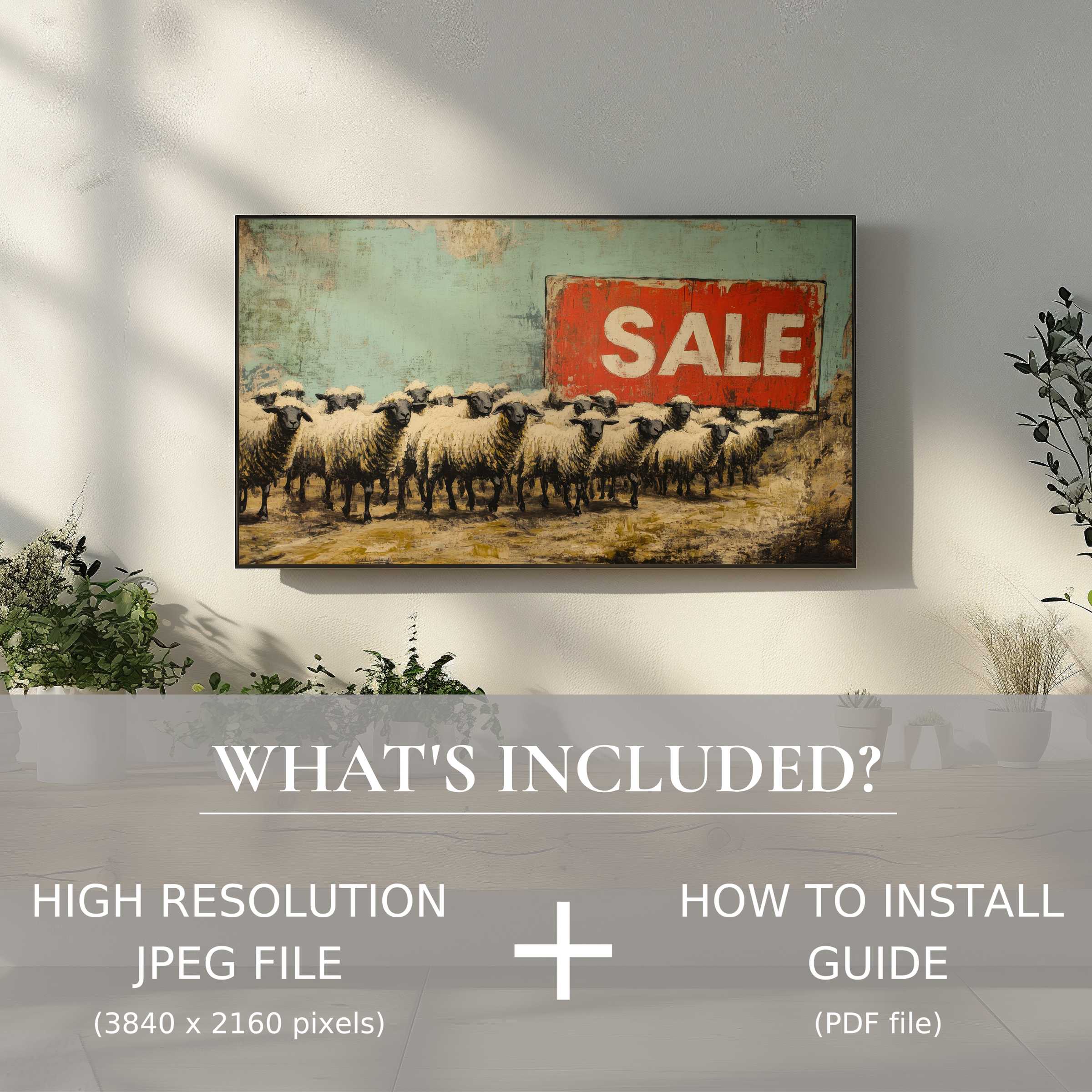 Elegant living room enhanced by street art digital TV art download, easy digital use brightens modern spaces