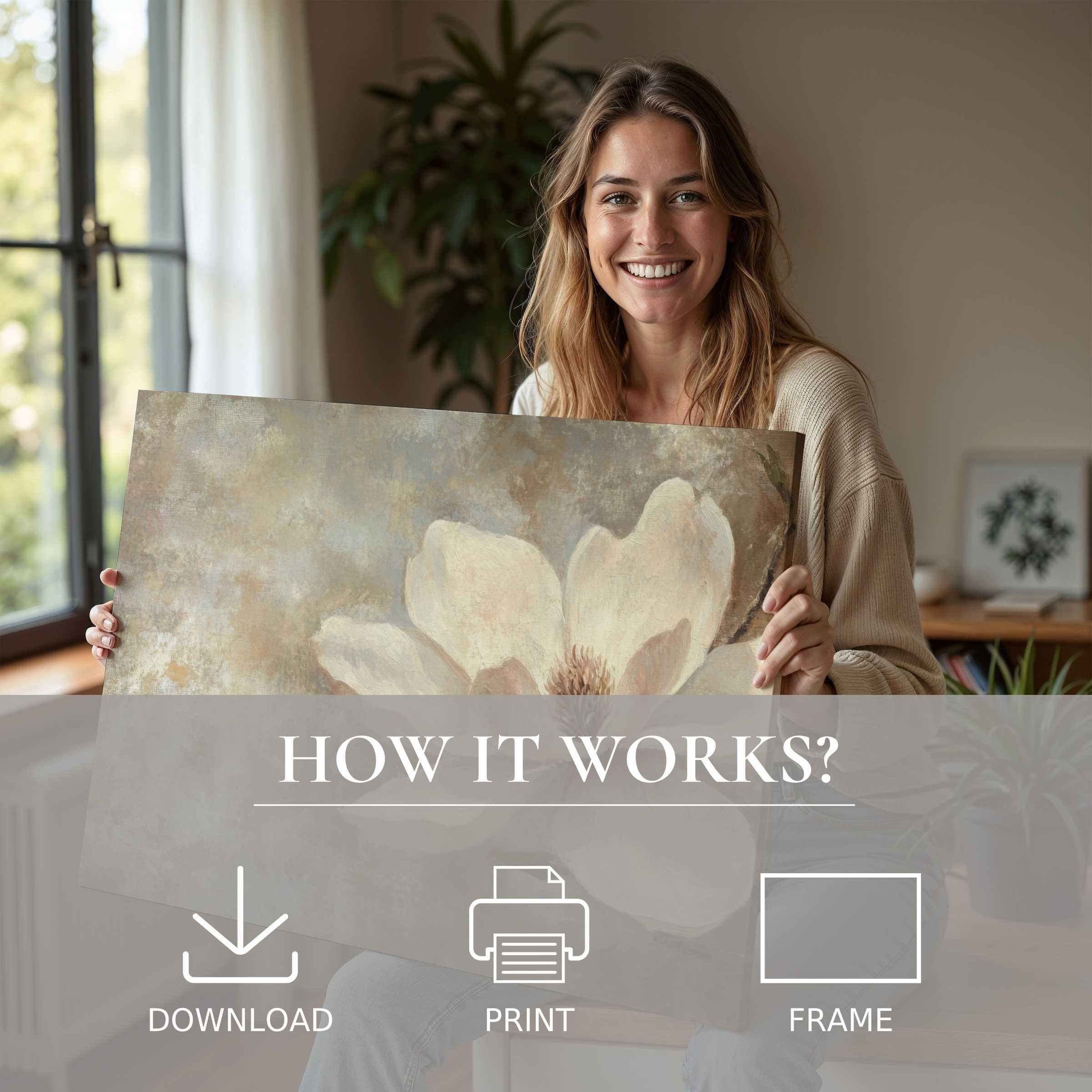 Elegant spring digital art print radiates warmth and renewal, inspiring joy and effortless style in a modern, serene home