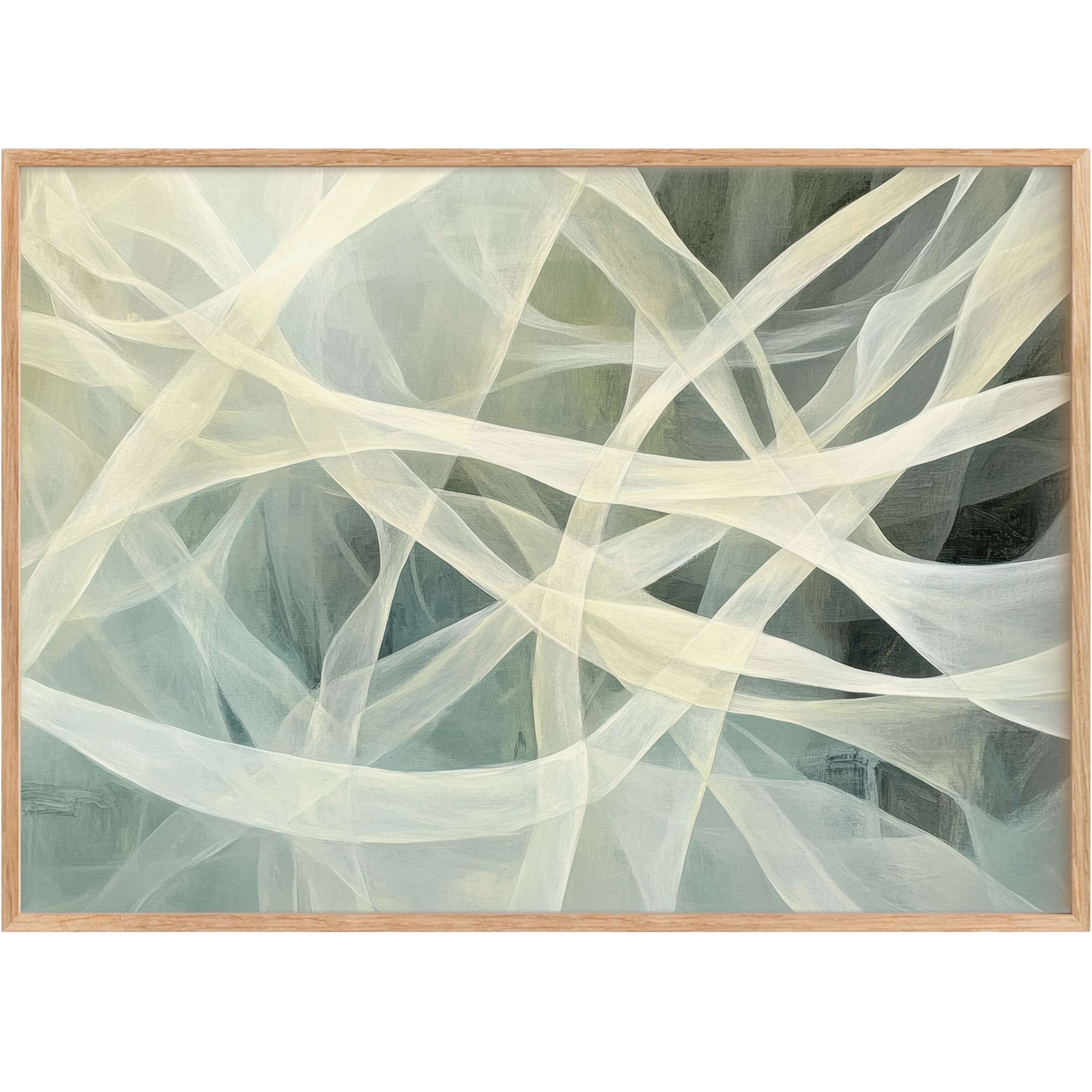 Ethereal abstract printable wall art in soothing blues and soft creams, evoking calm and graceful fluidity for refined interiors