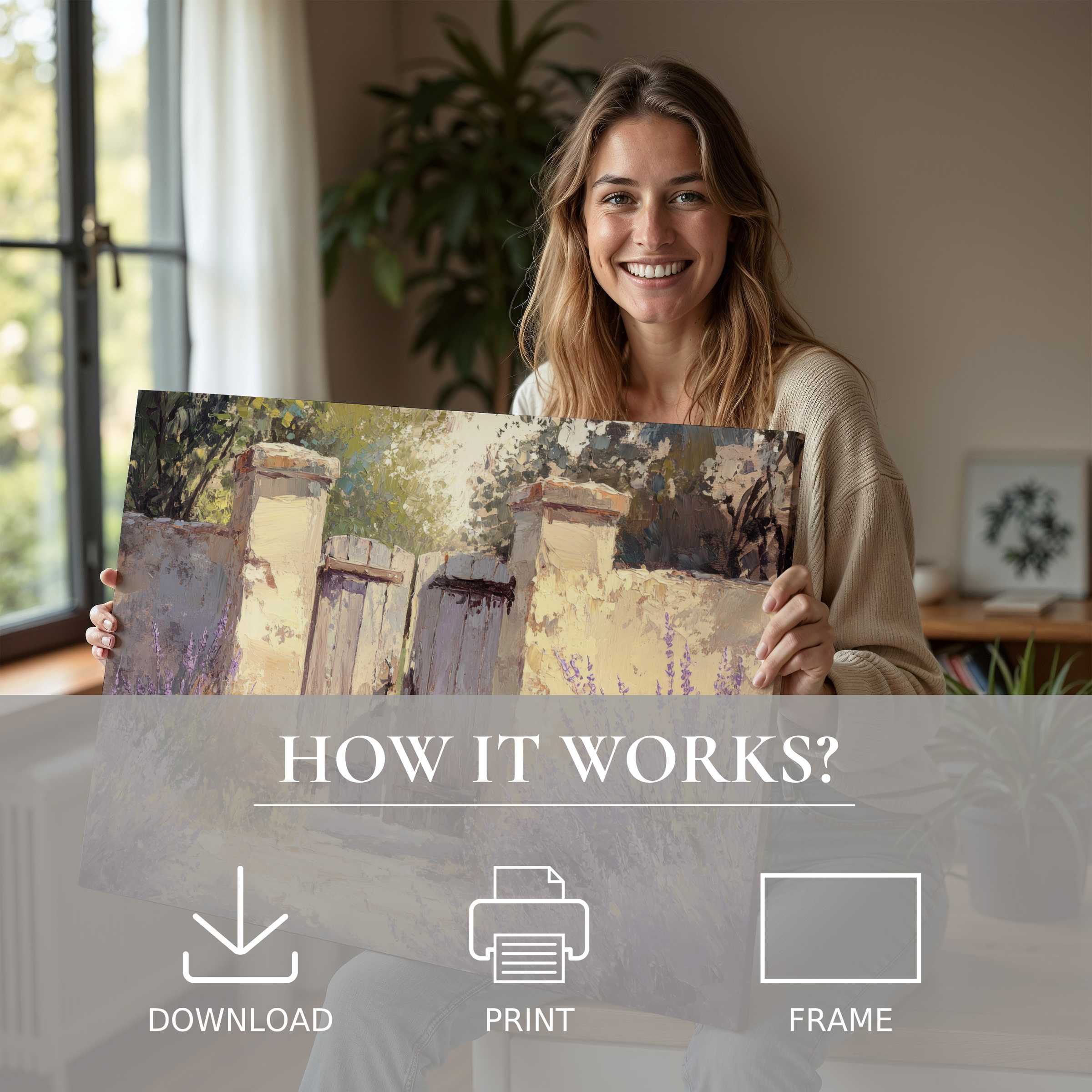 A radiant moment of connection with farmhouse digital art print, enriching a modern home’s serene warmth