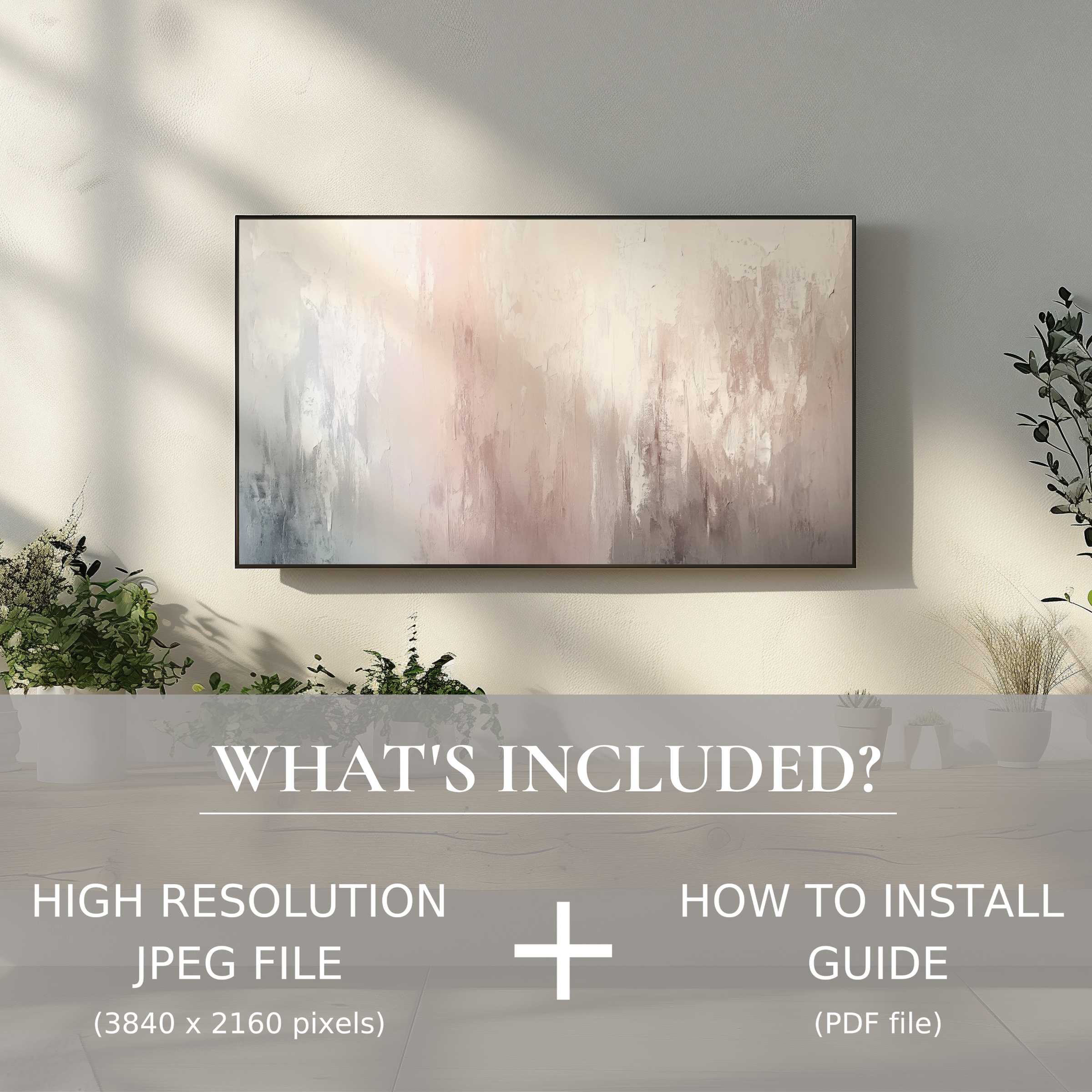 Elegant modern digital TV art download with easy use, enhancing stylish living spaces with serene abstract beauty