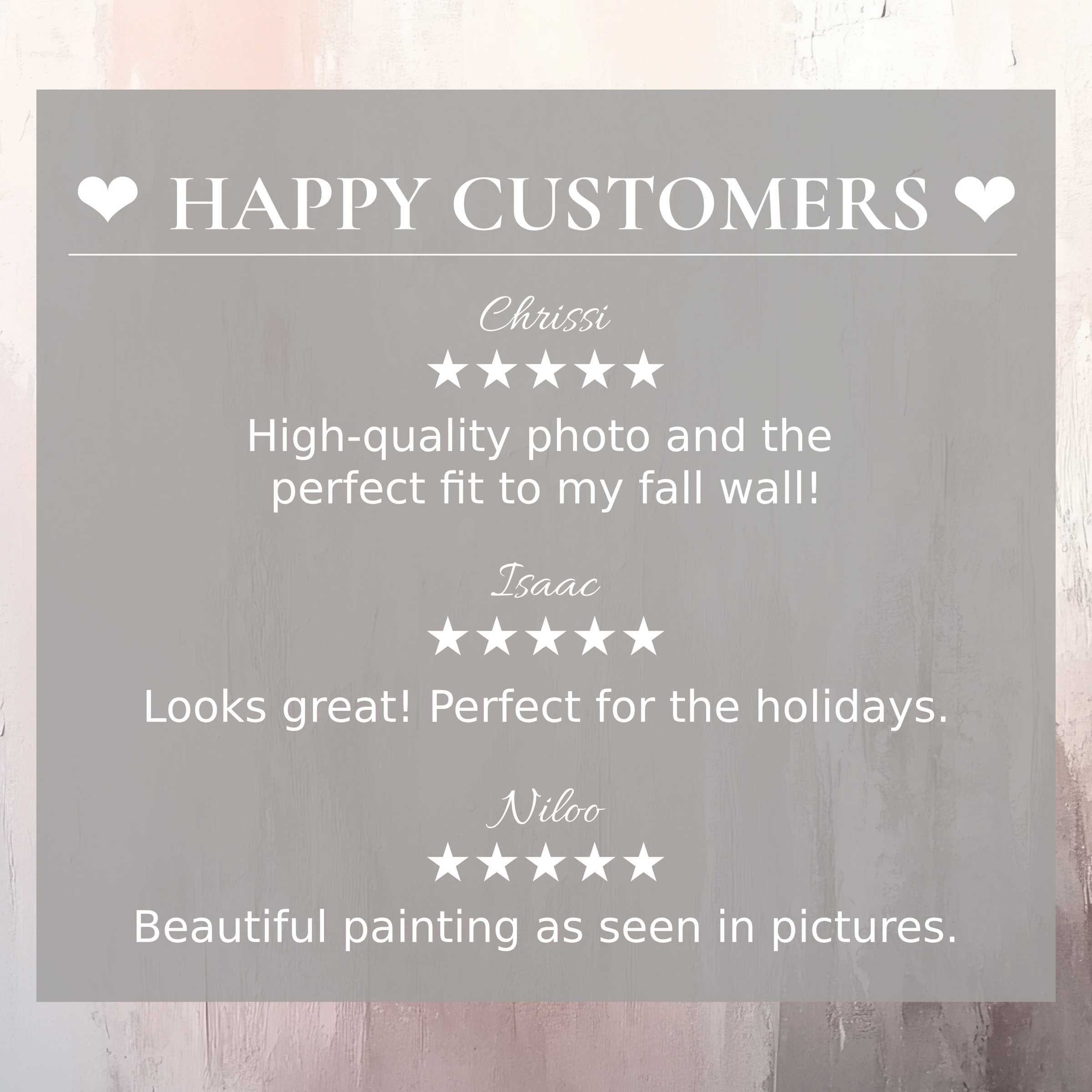 Modern art for Frame TV with soft abstract sunset hues, showcasing happy customer reviews that inspire trust and elegance