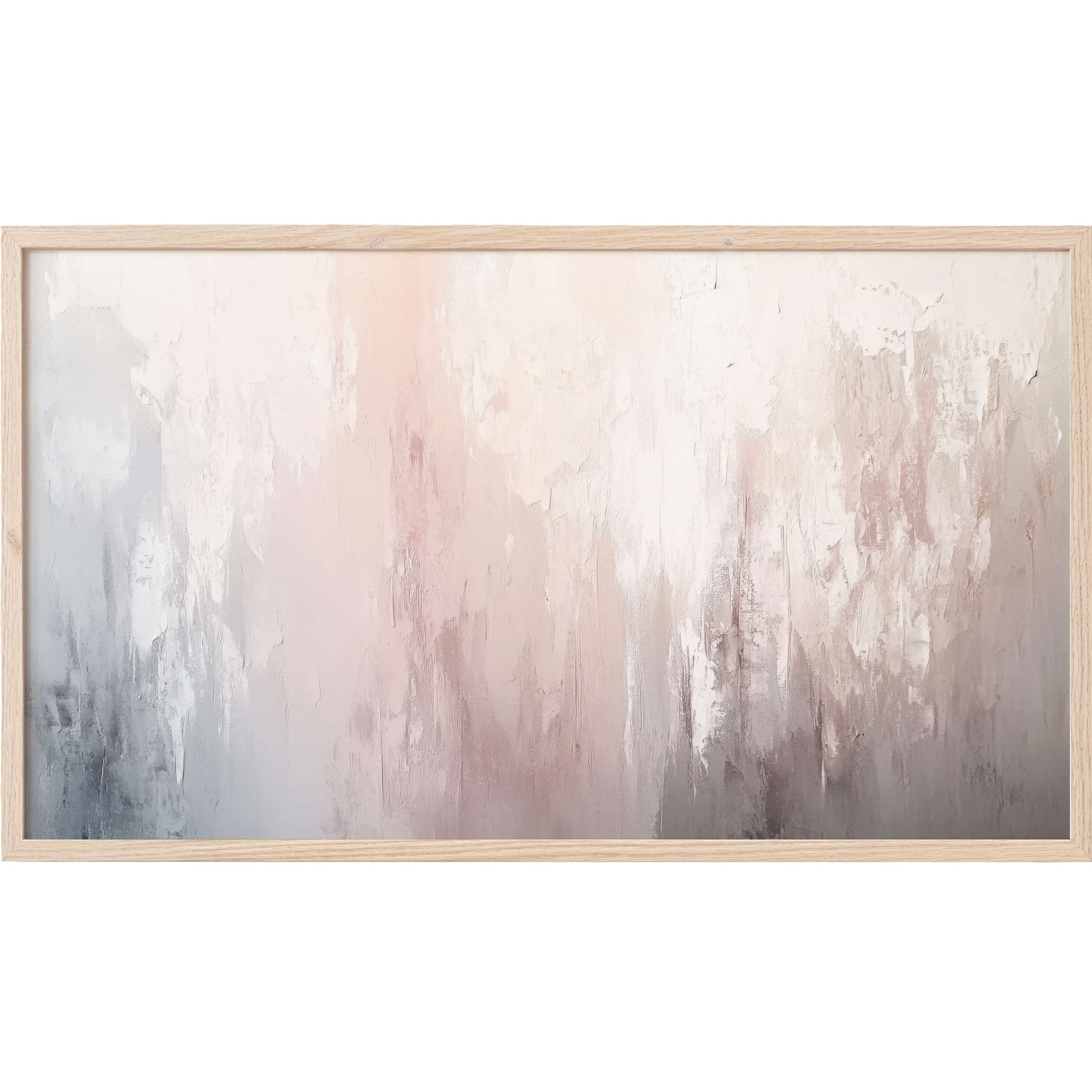 Soft blush and gray tones blend in textured abstract hues, framed elegantly for refined modern Frame TV Art