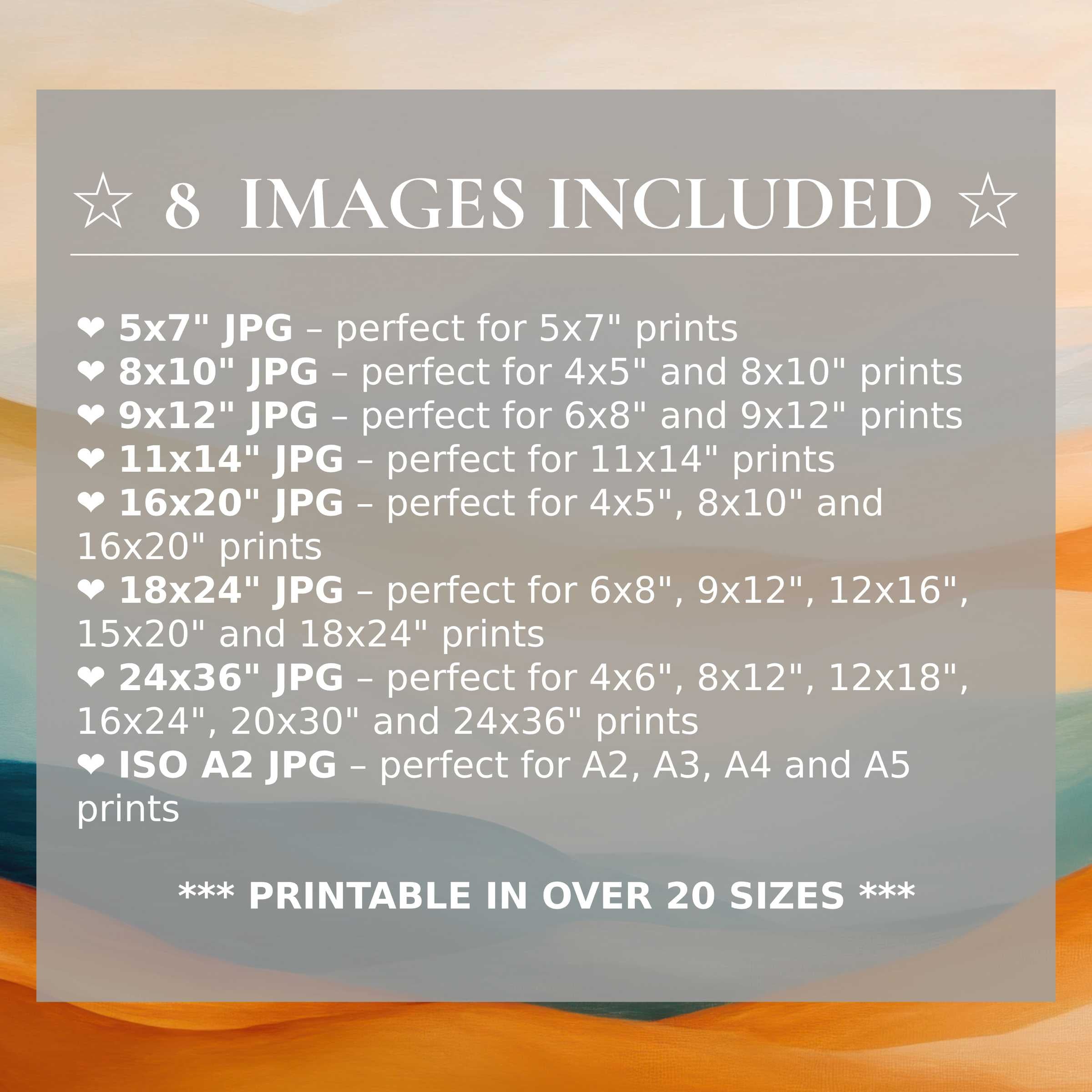 Radiant boho digital print in warm ochres and serene blues, elevating modern interiors with style and grace; includes 8 high-quality sizes