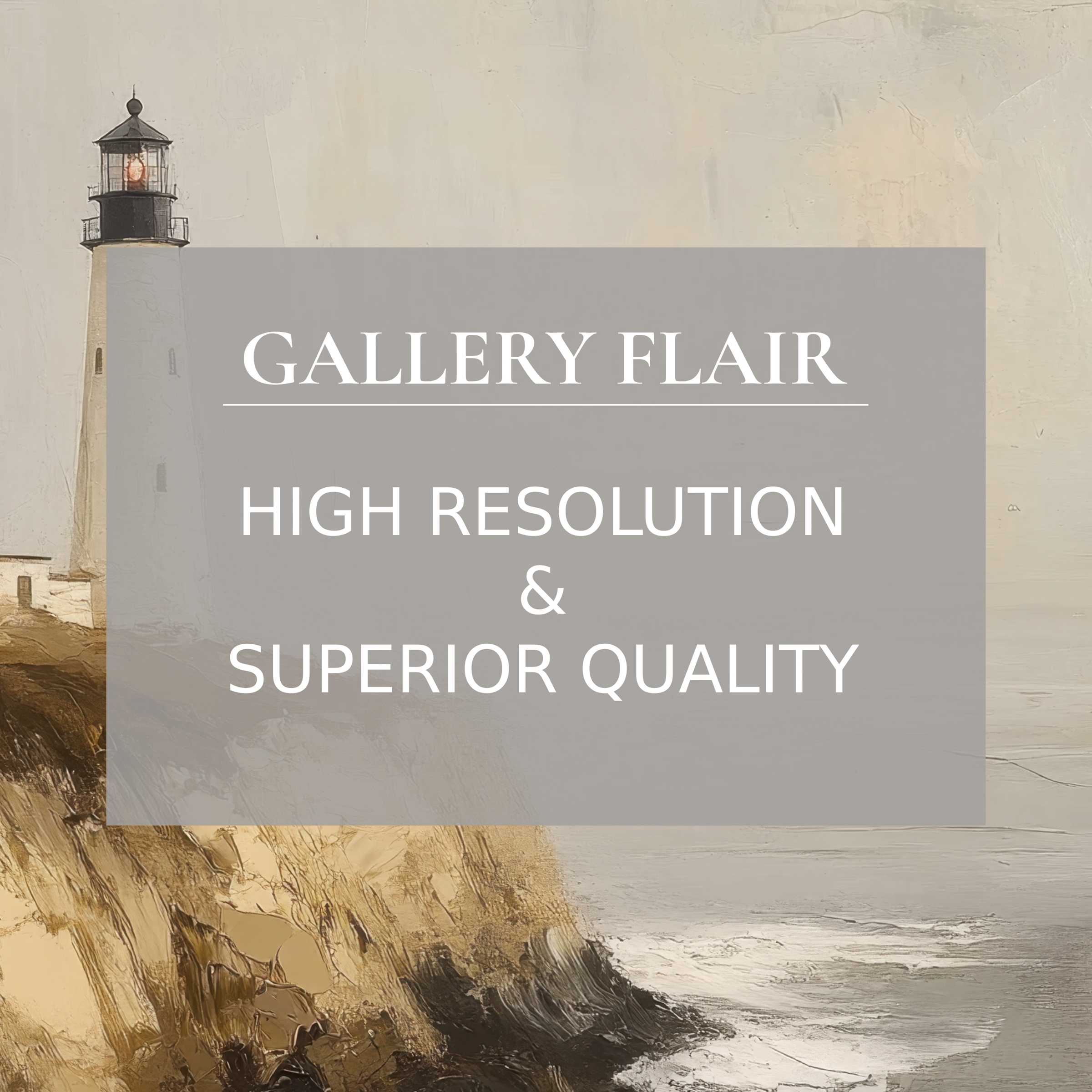 Elegant beach Frame TV picture showcasing a lighthouse in muted tones with high resolution and refined clarity