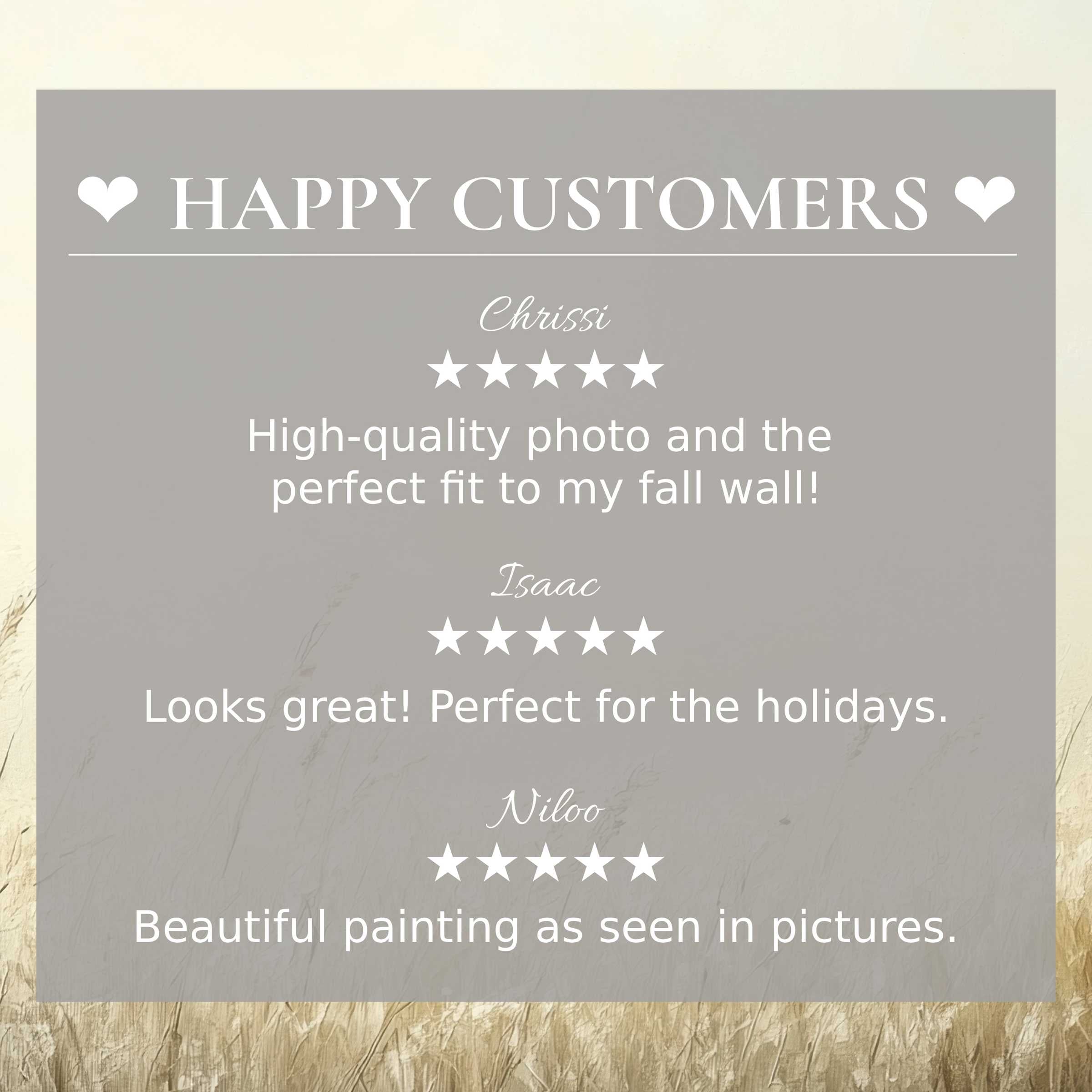 Elegant botanical art for Frame TV with abstract sunset tones, showcasing happy customer reviews to build trust